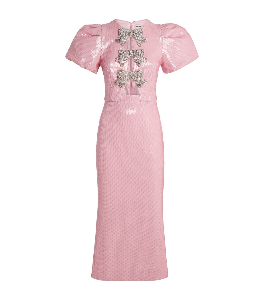 Sequinned Bow Lydia Midi Dress LIGHT PINK Image 1
