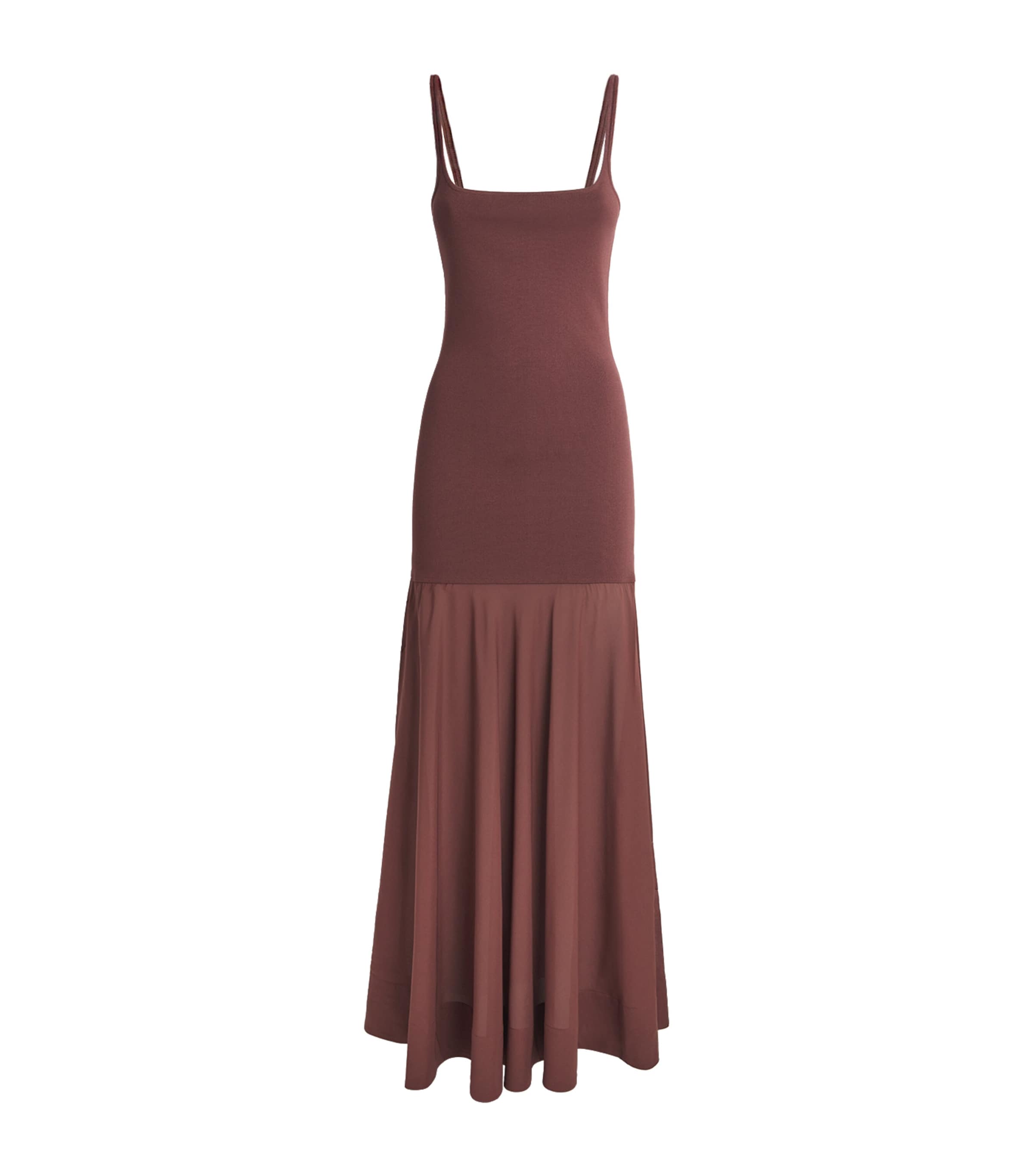 St Agni Circle Hem Silk-blend Maxi Dress In Burgundy