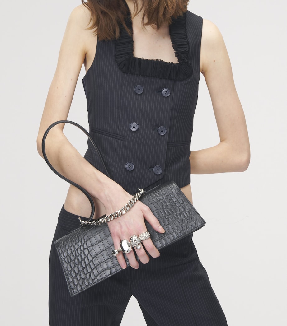McQueen Croc-Effect Jewelled Top-Handle Bag Image 2