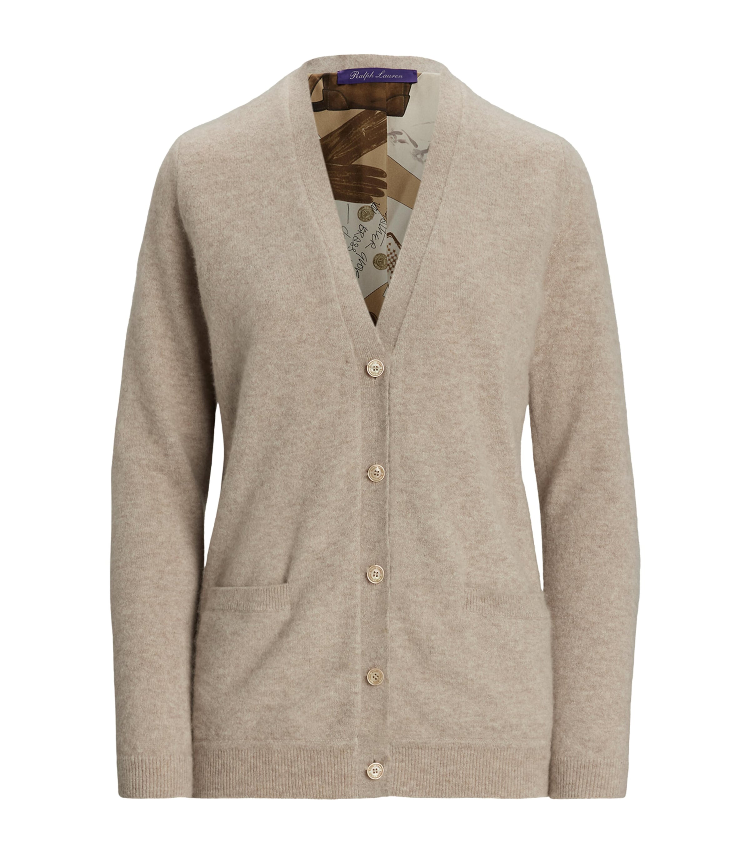Ralph Lauren Cashmere-blend V-neck Cardigan In Brown