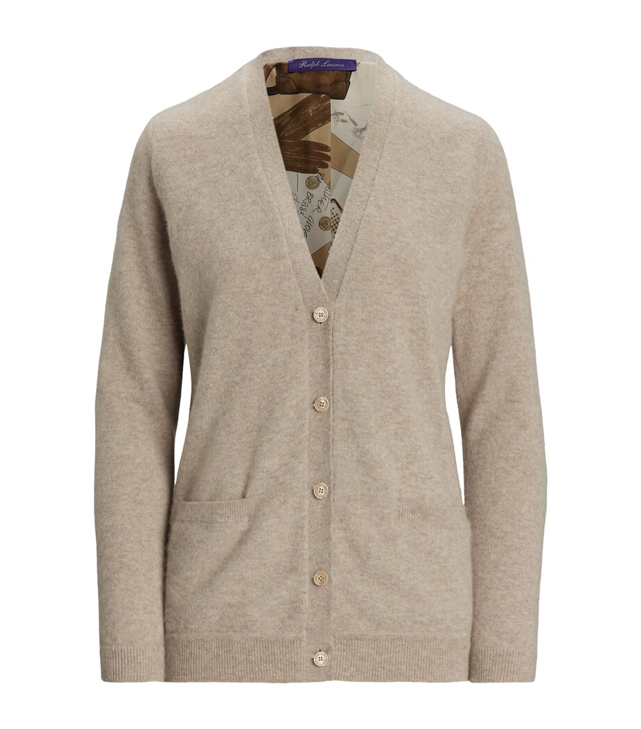 Cashmere-Blend V-Neck Cardigan TAN MULTI Image 1