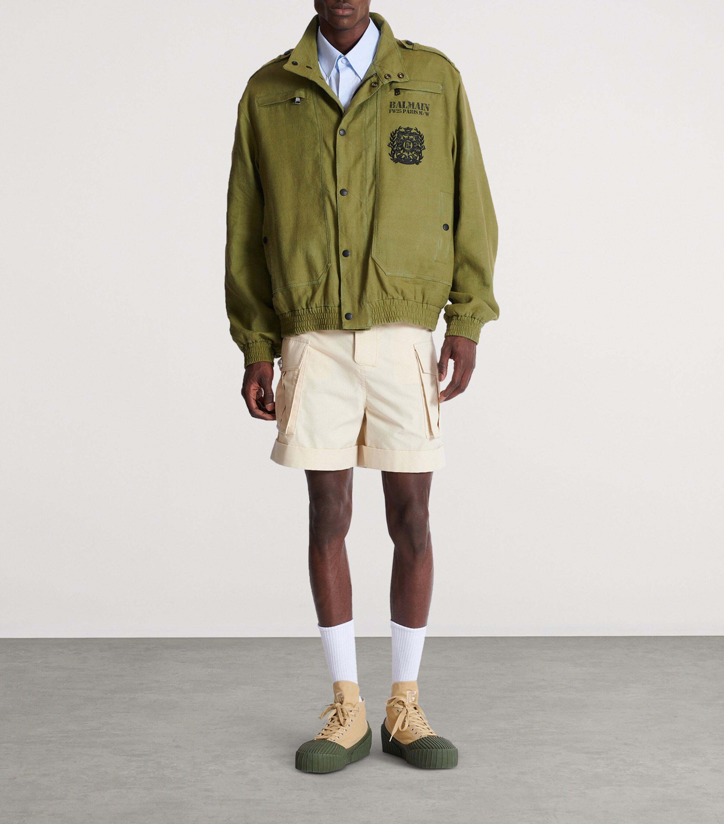 Cotton Bermuda Cargo Shorts 0AS BEIGE Image 2