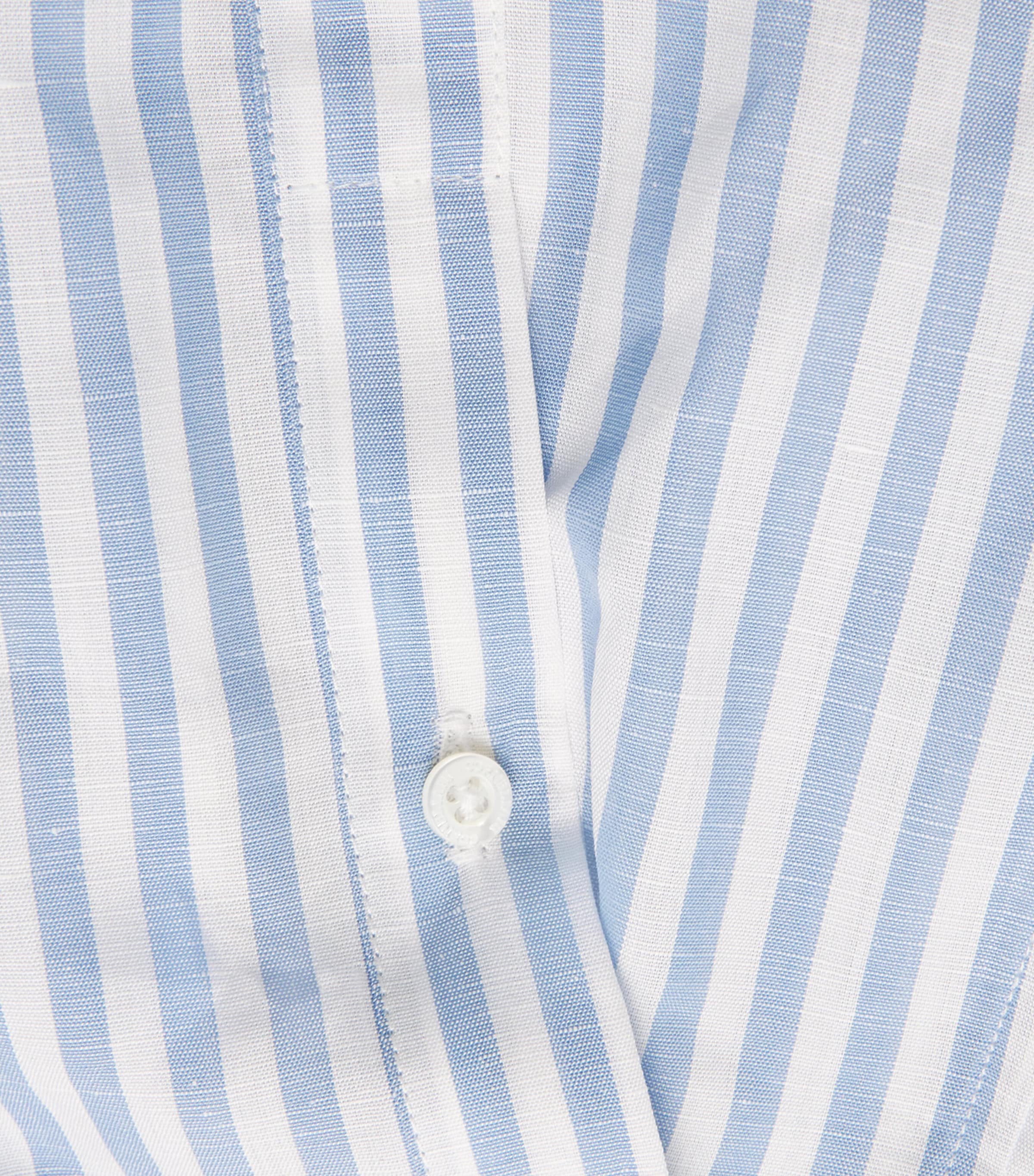 Corneliani Mens Cotton-Linen Stripe Shirt China Blue Image 6