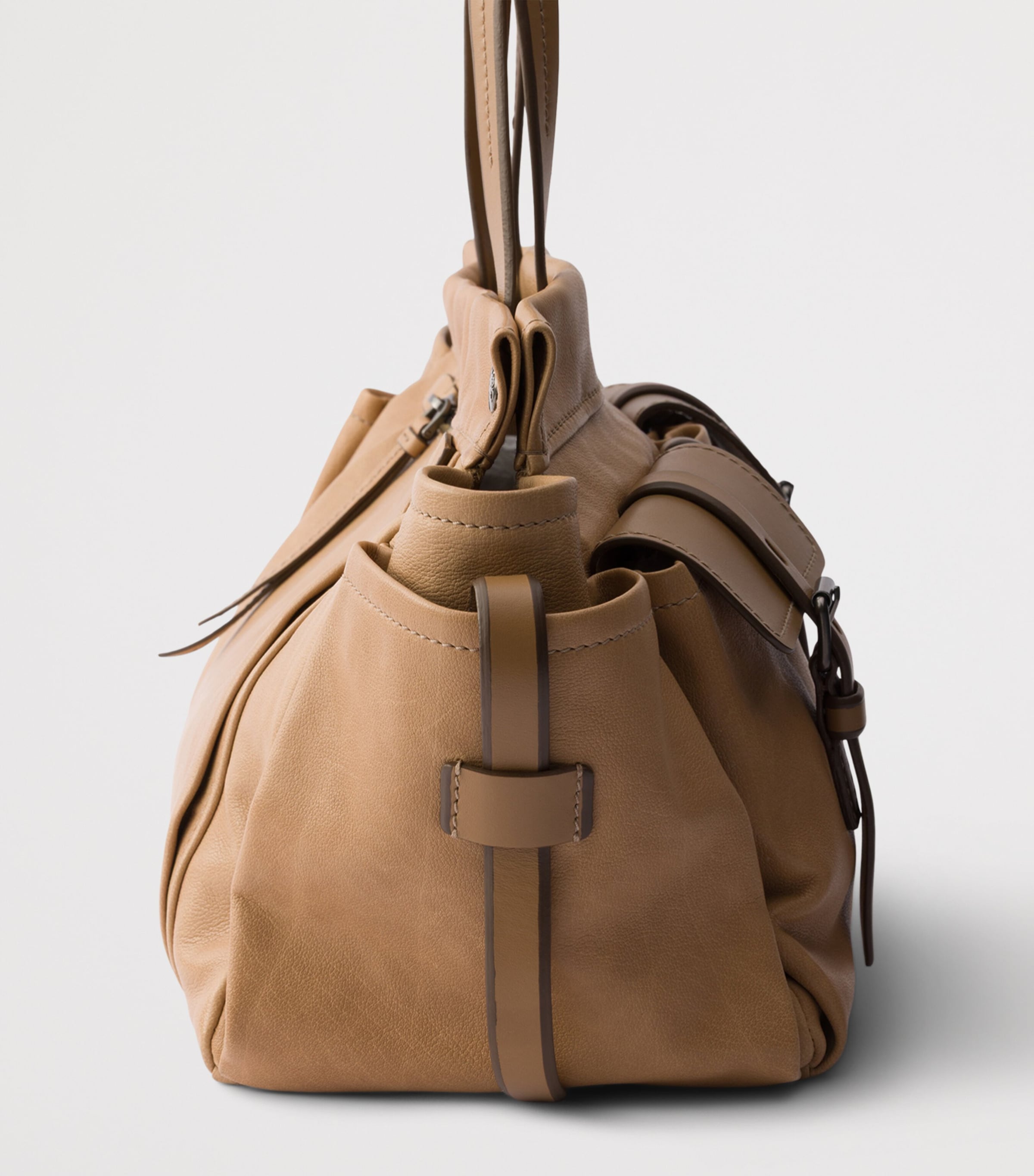Prada Womens Large Leather Route Tote Bag Neutral Image 7