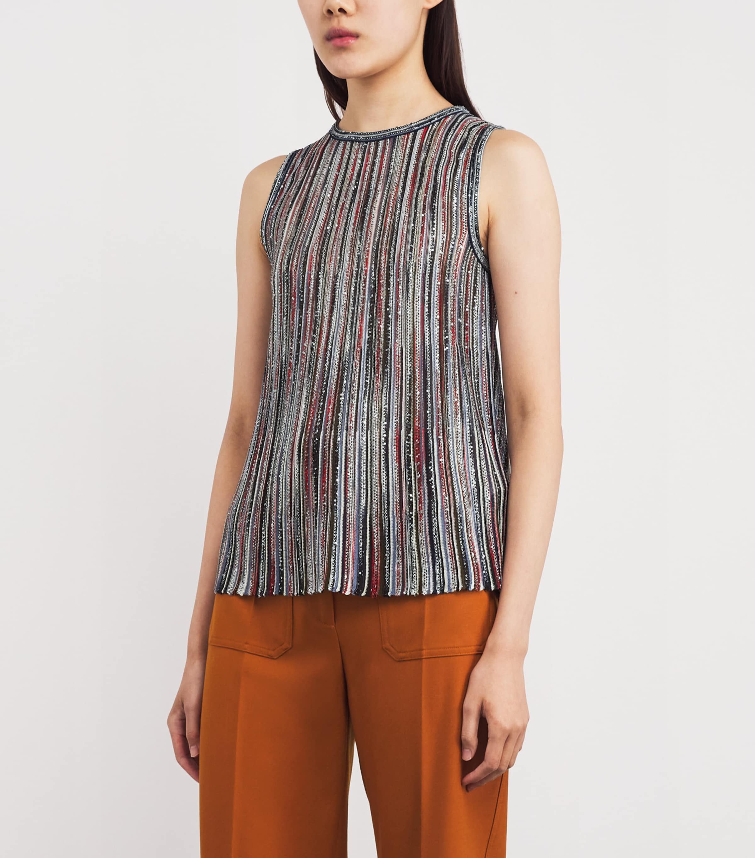 Lamé Embellished Tank Top SMSMB DARK RED/BLU Image 3