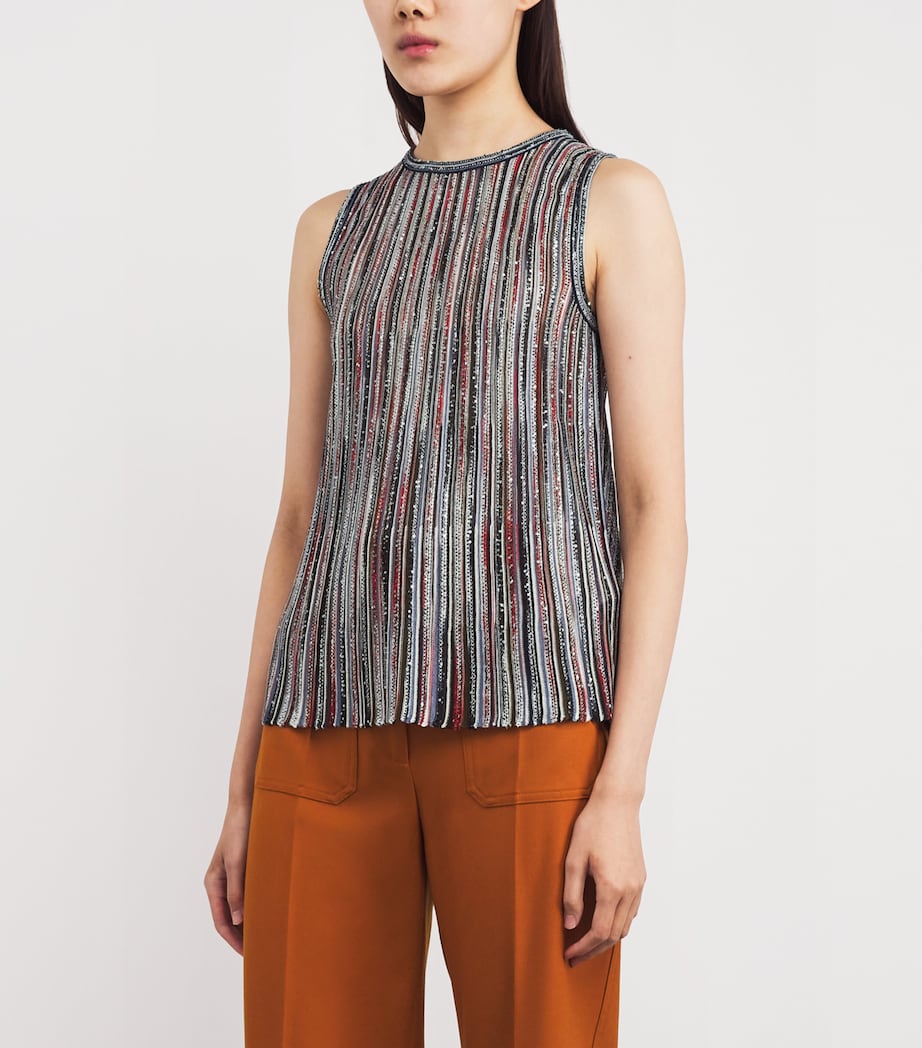 Lamé Embellished Tank Top SMSMB DARK RED/BLU Image 3