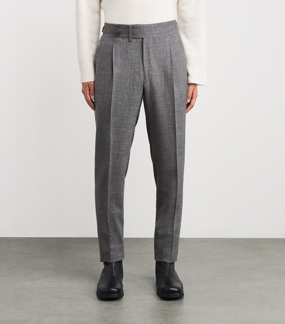 Wool-Silk-Linen Tailored Trousers 940 Image 3