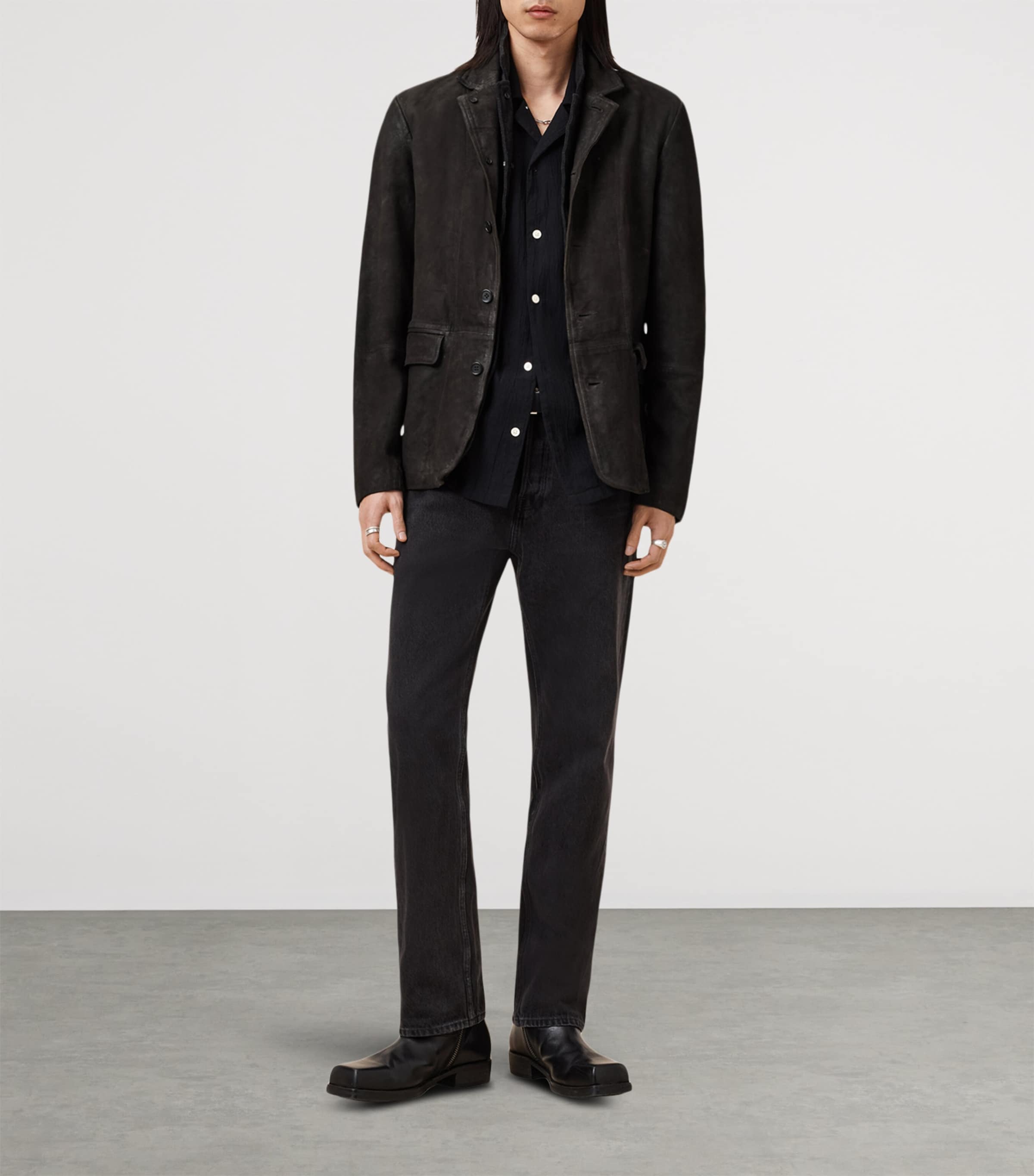 Leather Survey Blazer ANTHRACITE GREY Image 3