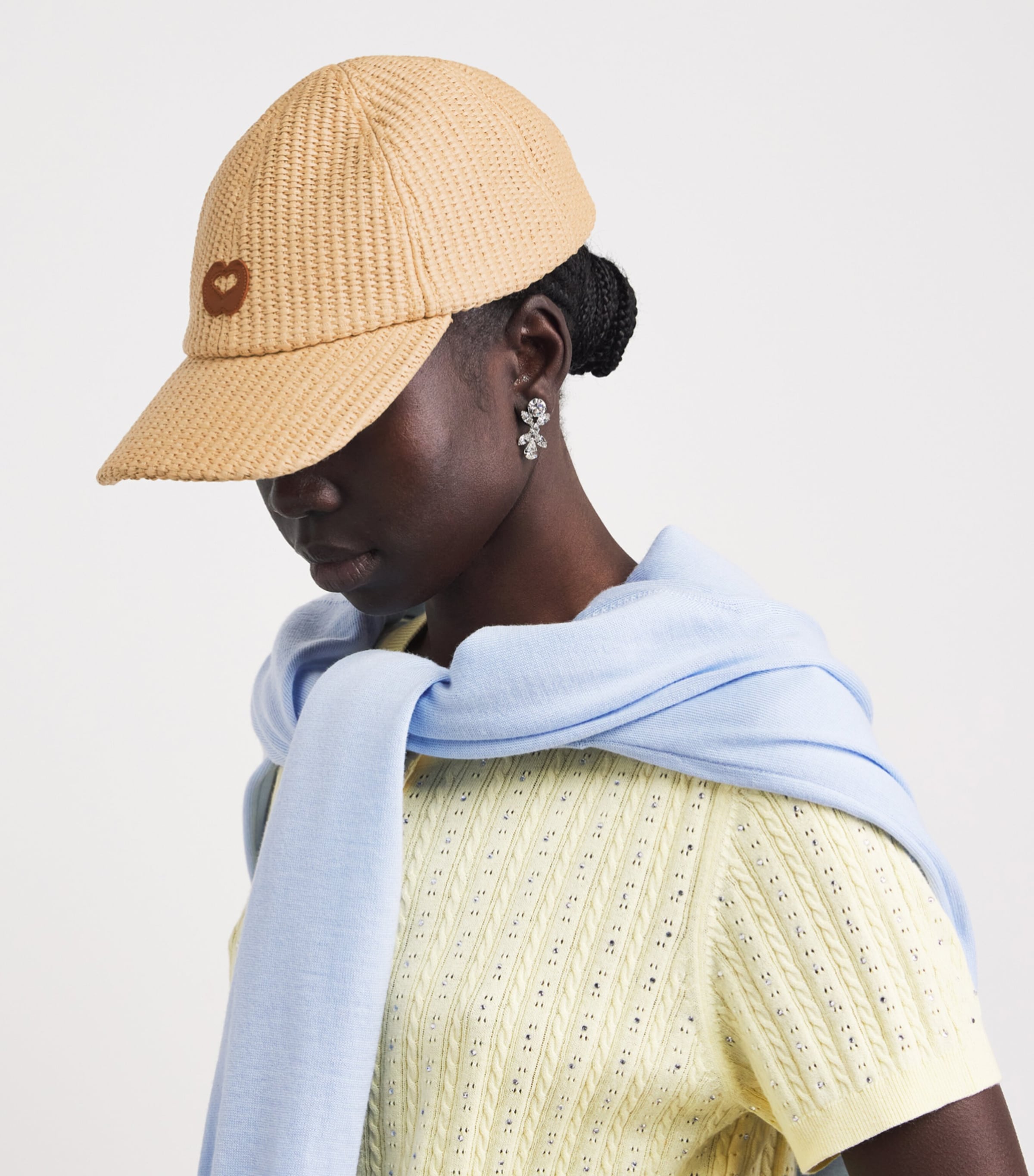 Maje Cotton-Blend Logo Baseball Cap Beige Image 2