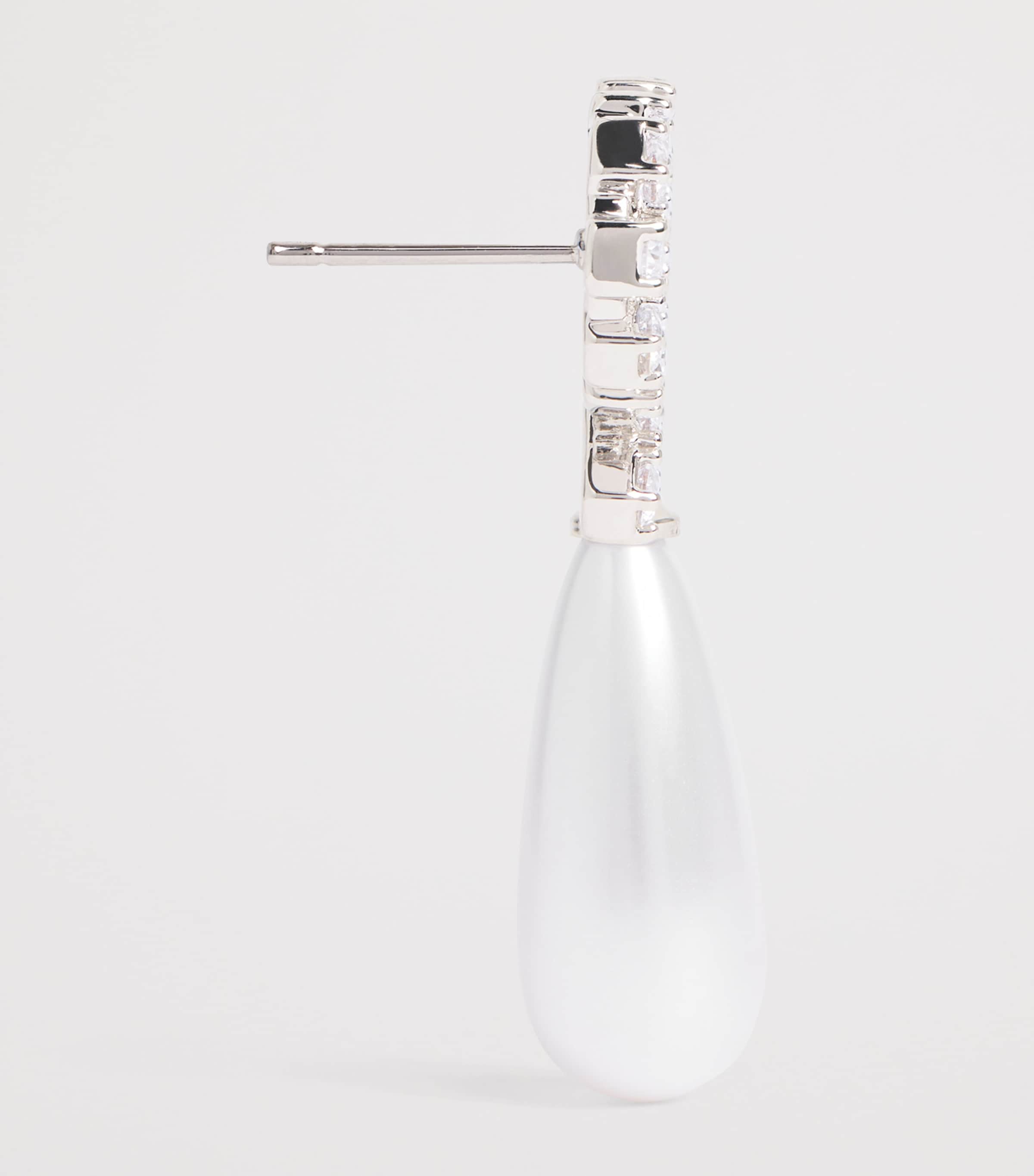 Crystal and Faux Pearl Bow Drop Earrings PEARL Image 4