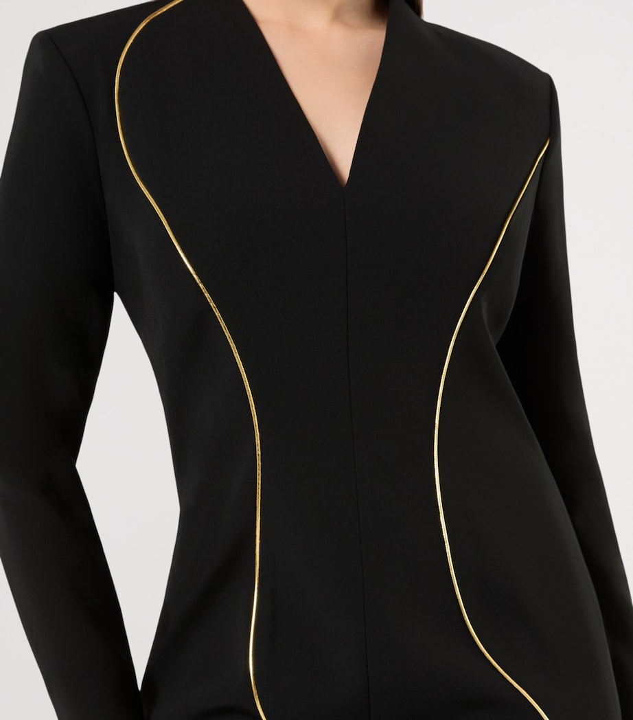 Marina Rinaldi Womens Curved Line V-Neck Midi Dress Black Image 5