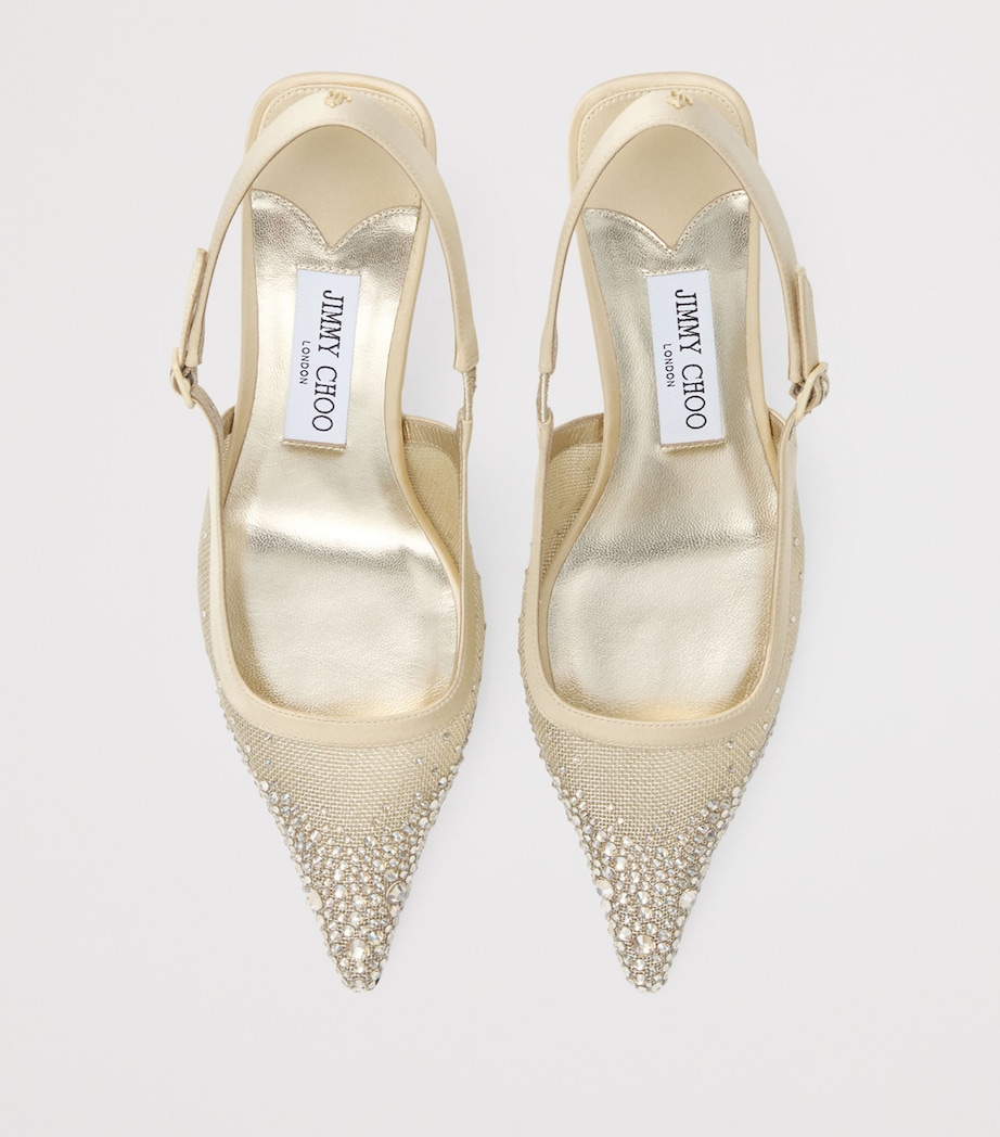 Amel 50 Crystal Mesh Slingback Pumps LIGHT SOFT GOLD/CRYS Image 2