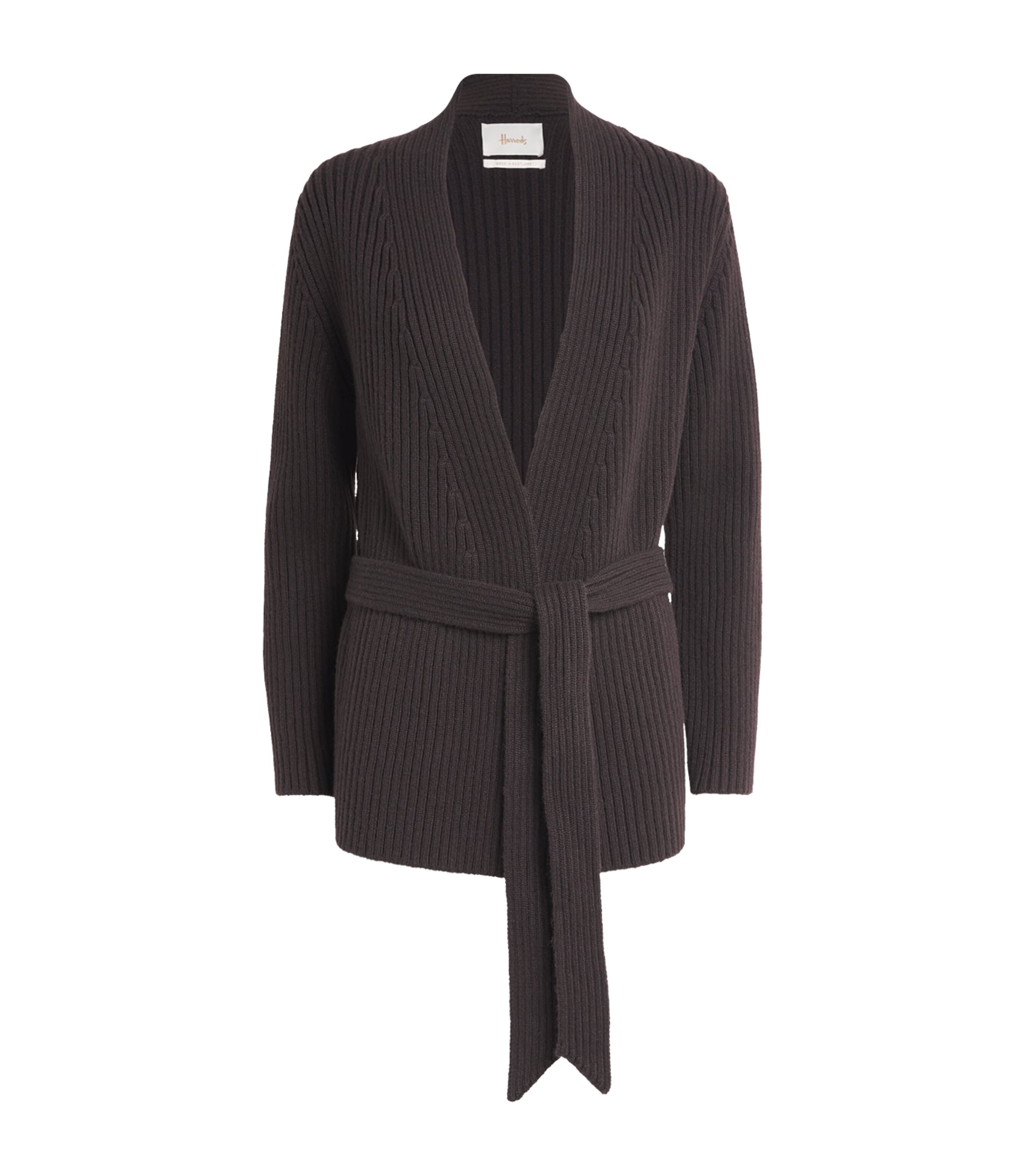 Harrods Cashmere Longline Cardigan In Brown