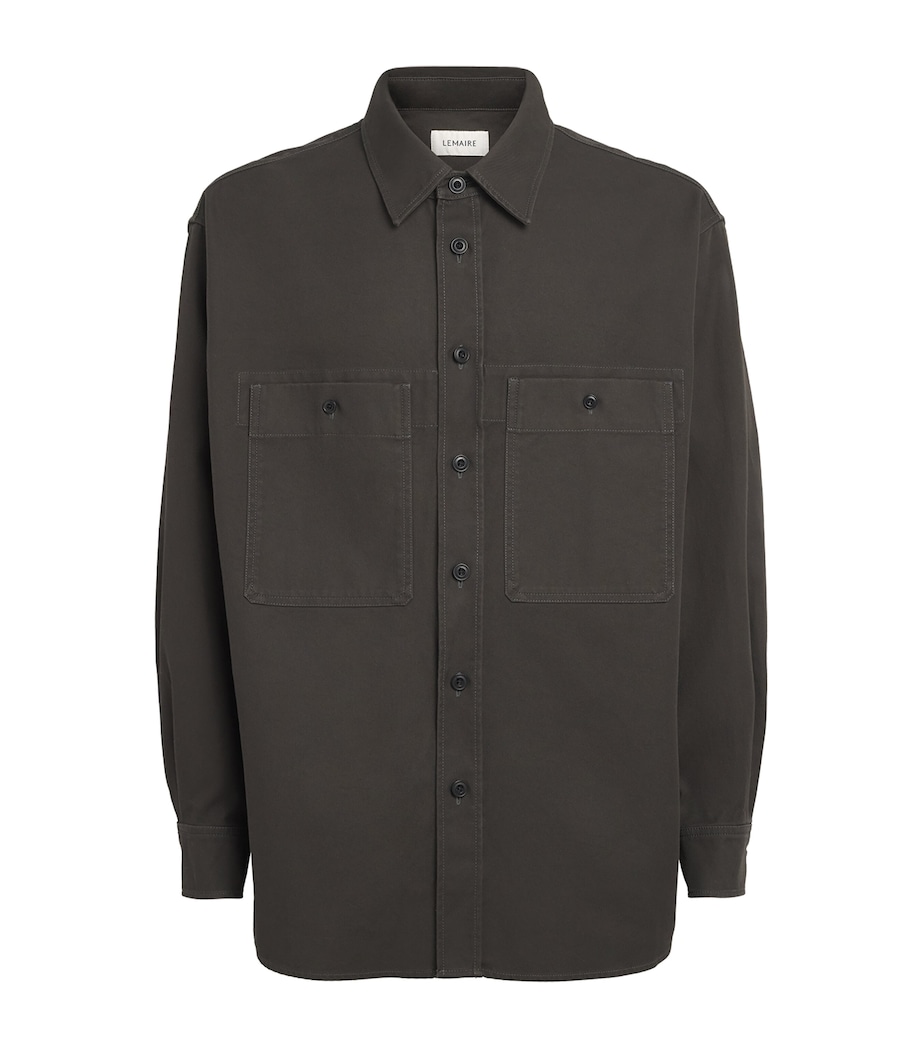 Lemaire Mens Cotton Utility Shirt Espresso Image 1