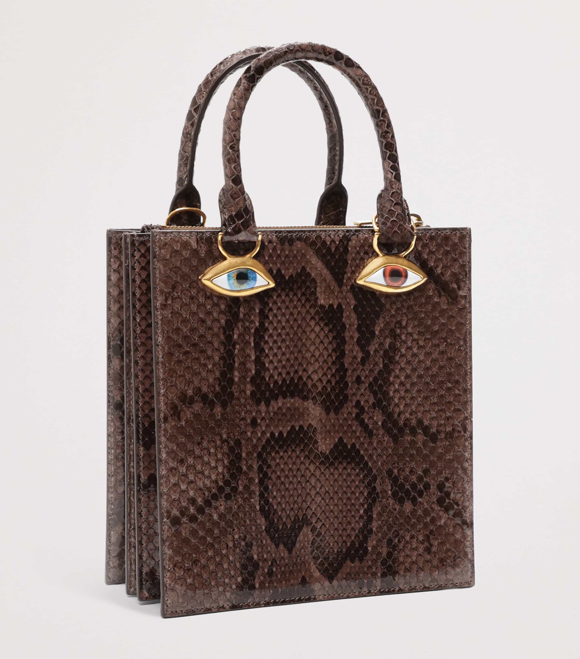 Python Skin Face Top-Handle Bag 819 DARK BROWN Image 2