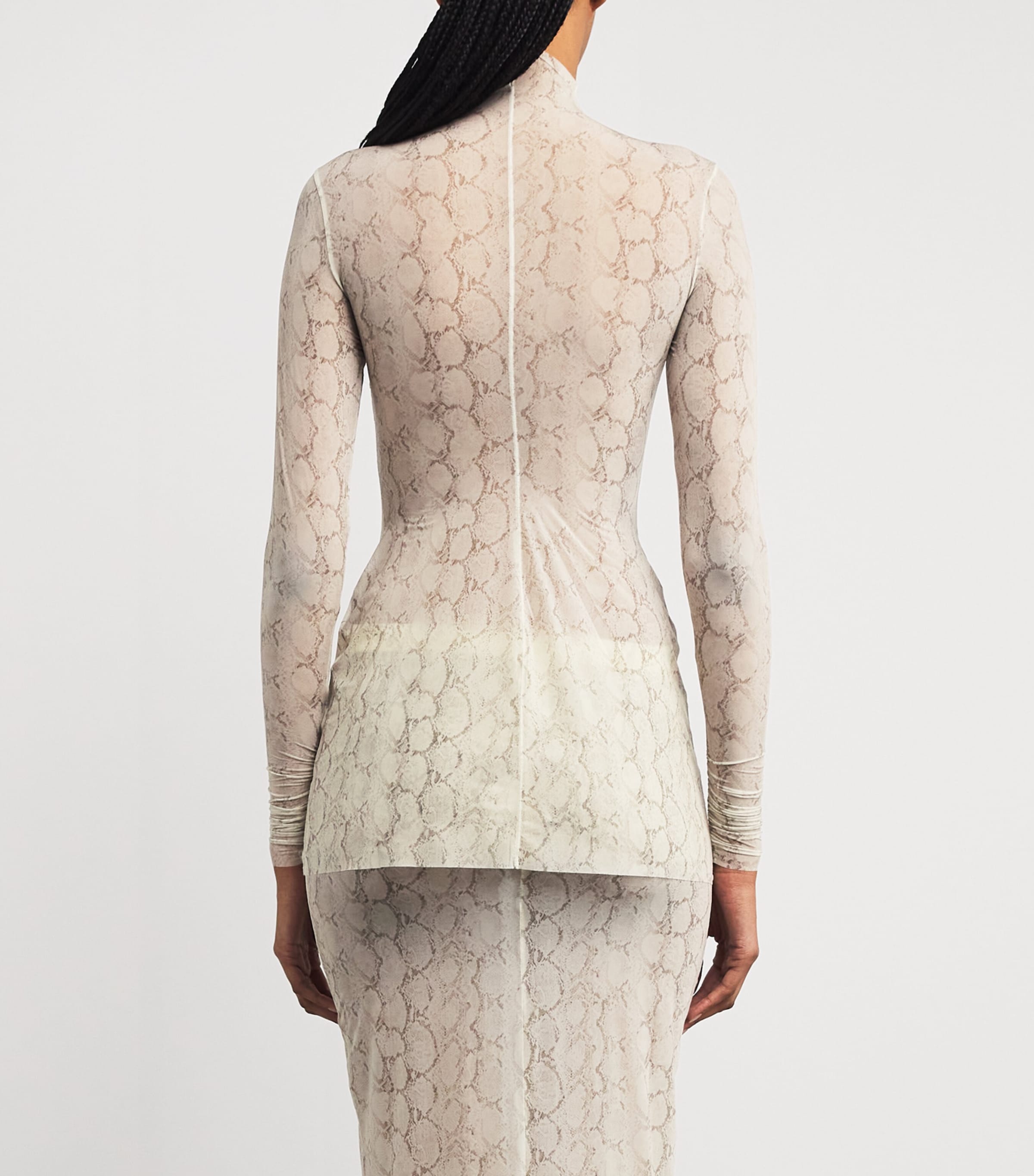 Milky Sheer Tunic Top STONE PASTEL SNAKE P Image 4