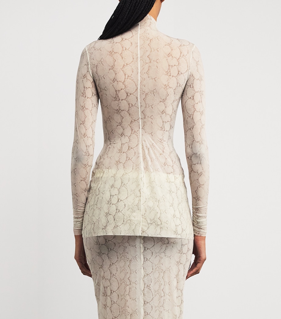 Milky Sheer Tunic Top STONE PASTEL SNAKE P Image 4