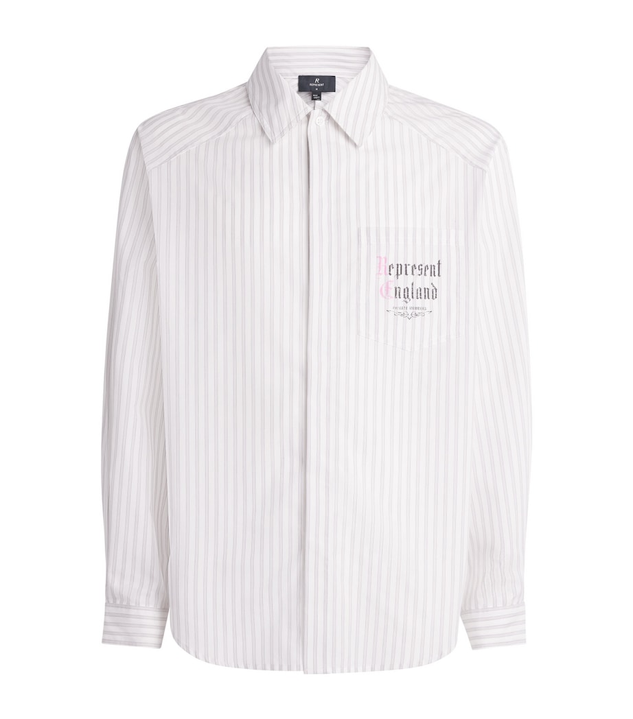 Represent Mens Cotton Pinstripe Shirt Flat White Image 1