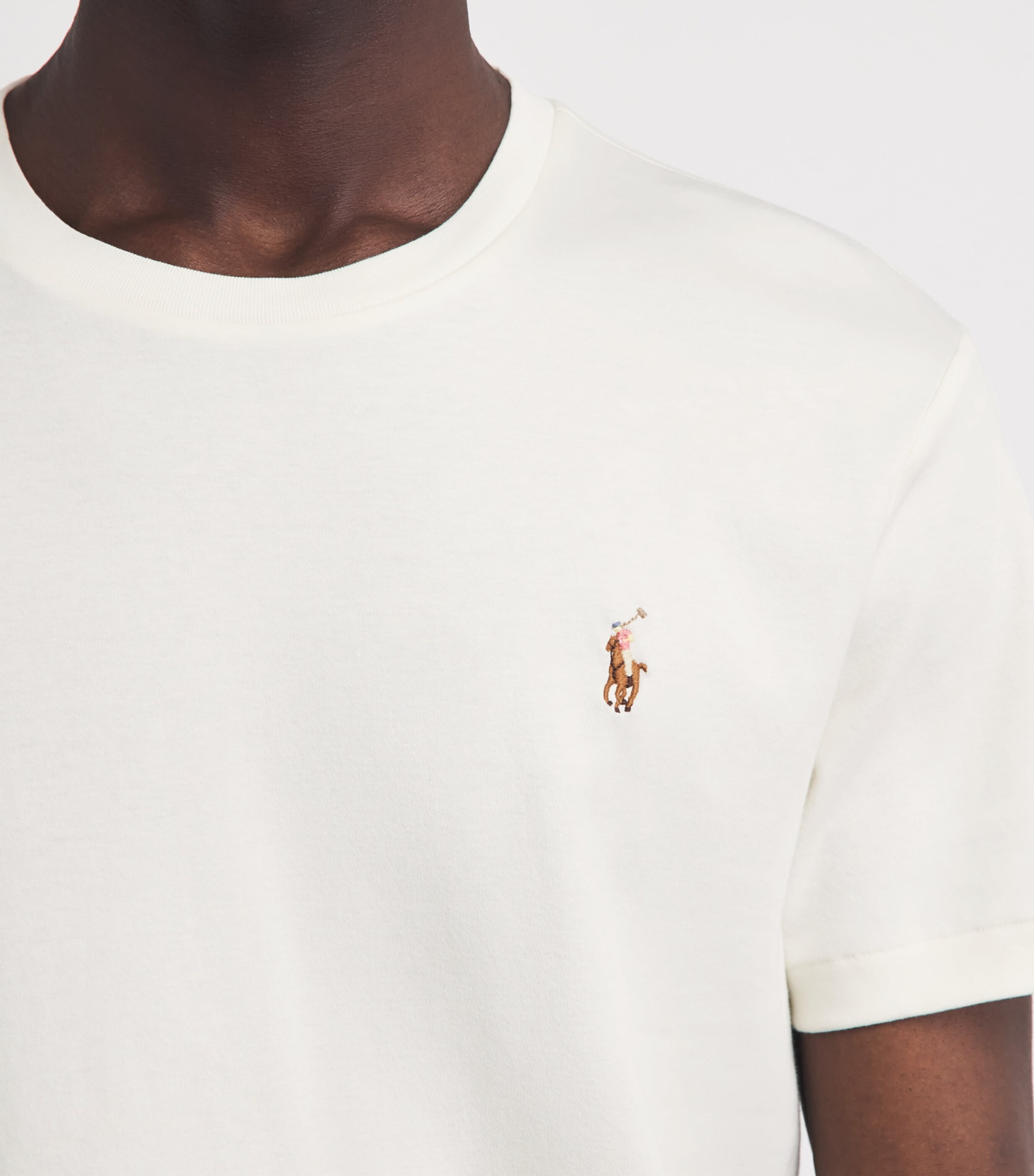 Polo Ralph Lauren Mens Pima Cotton Polo Pony T-Shirt Pale Cream Image 3