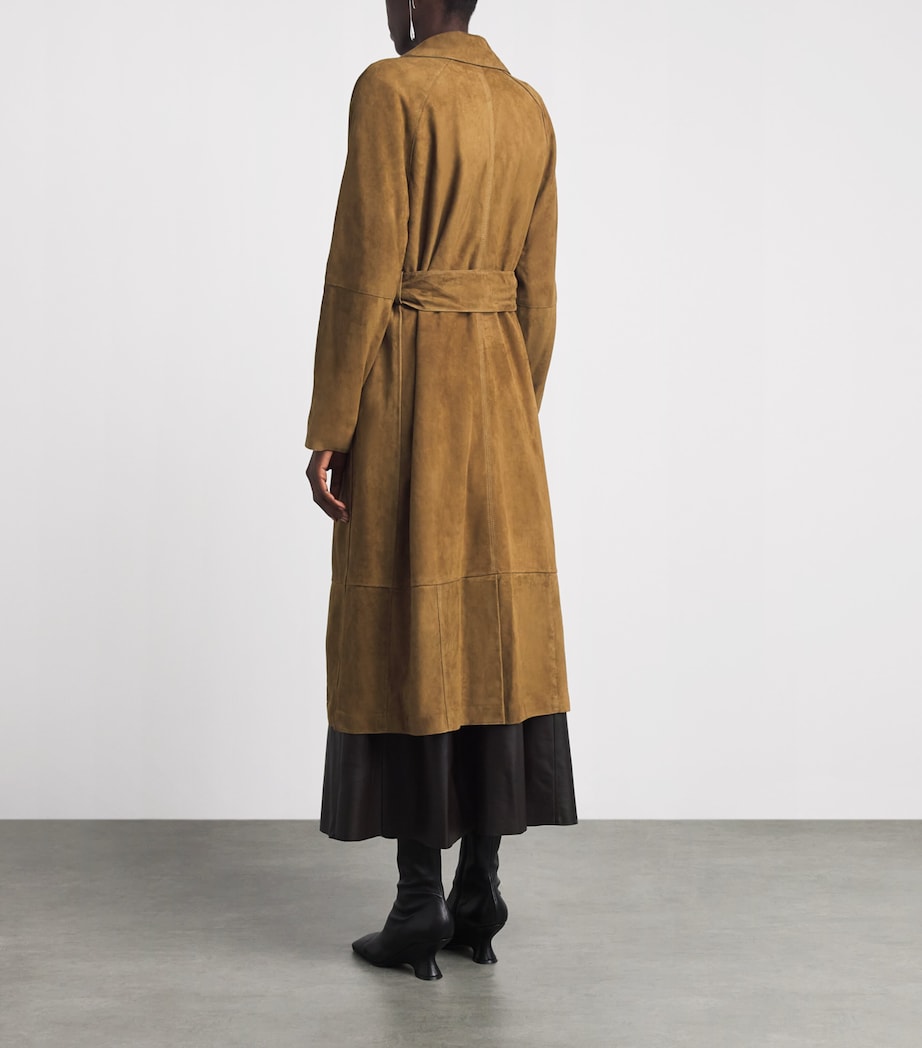 Arma Womens Lamb Suede Yava Trench Coat Dark Olive Image 5