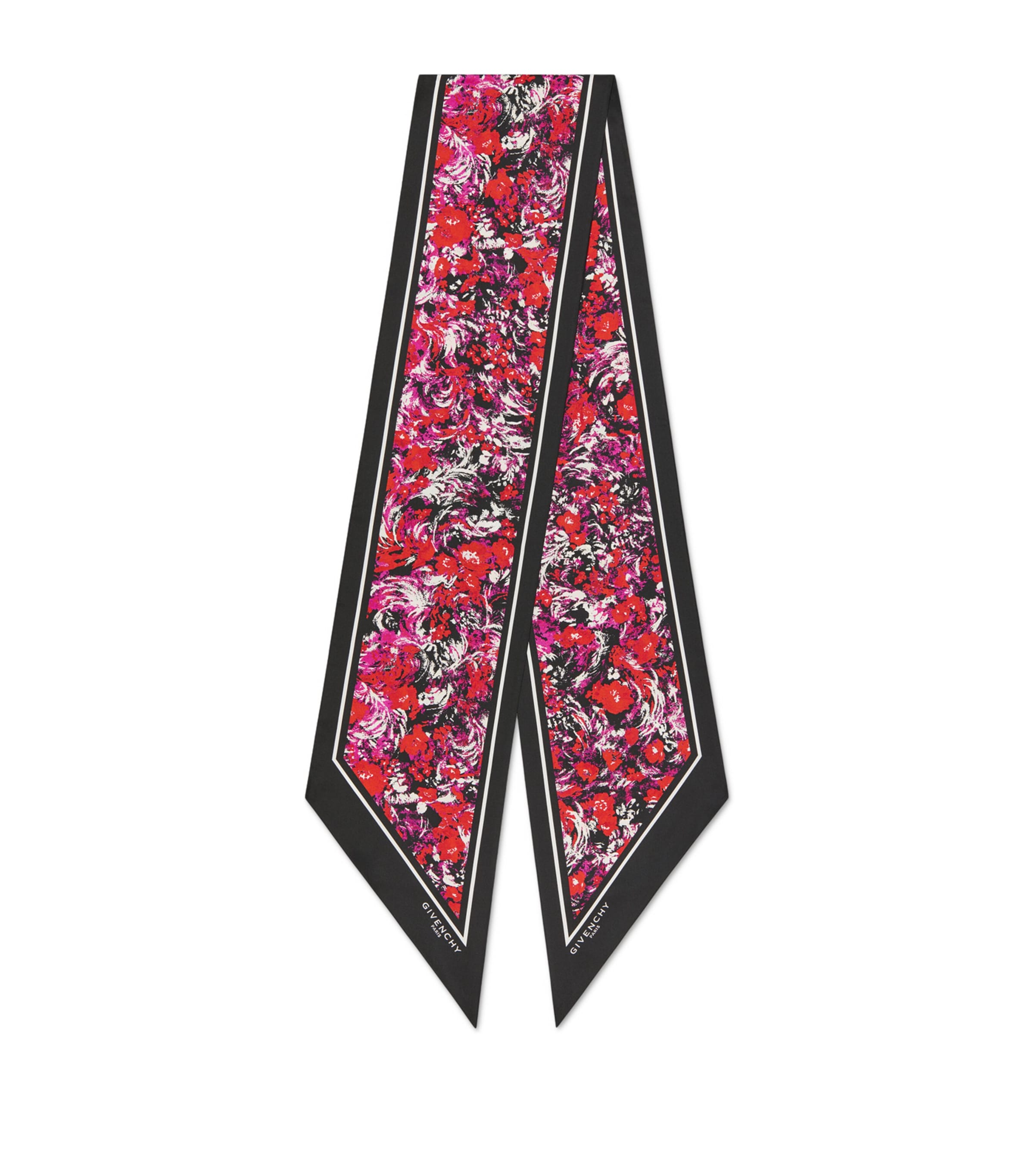 Silk Floral Print Maxi Bandeau BLACK/FUCHSIA Image 1