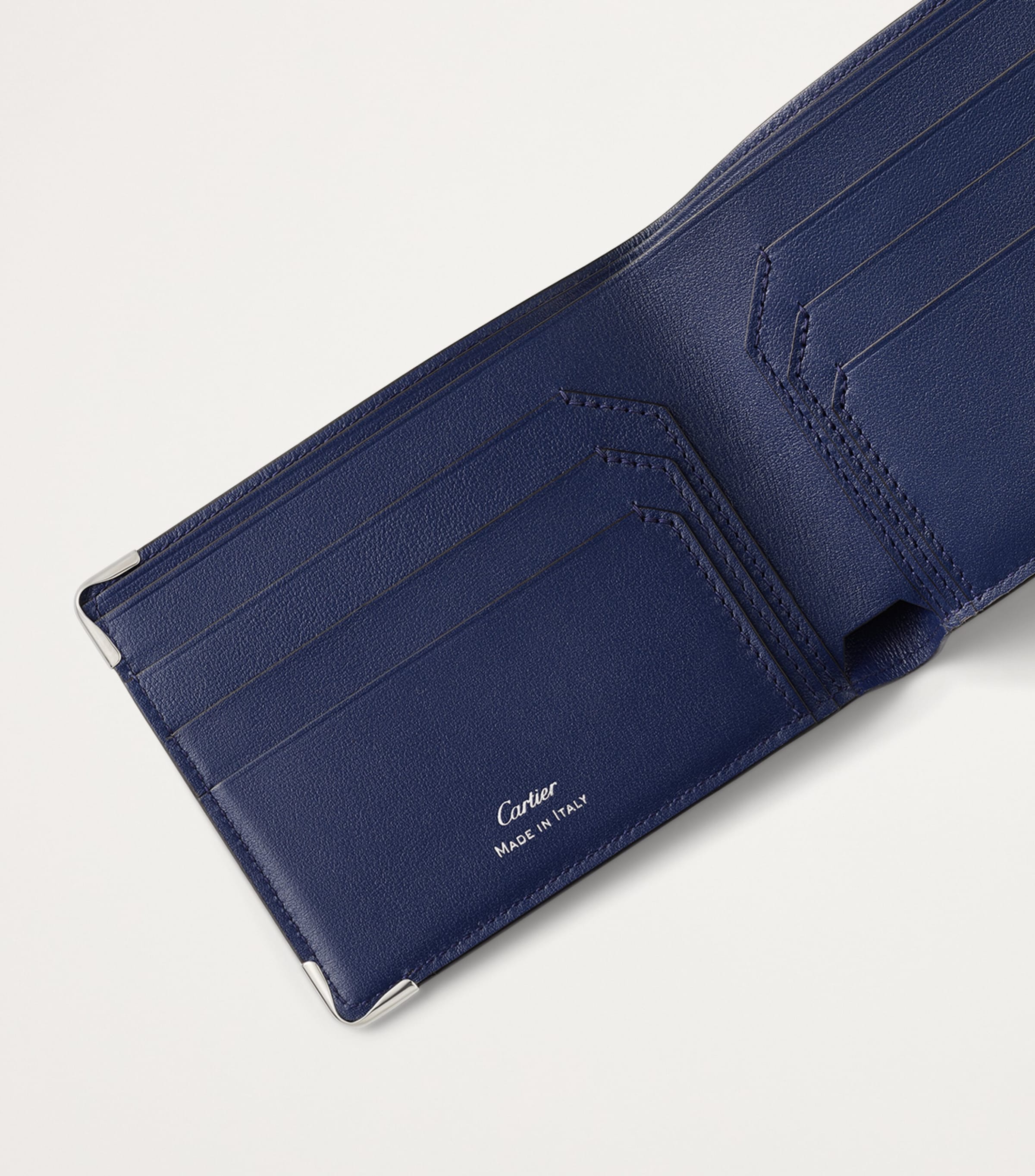 Leather Must de Cartier XL Logo Bifold Wallet BLUE Image 5