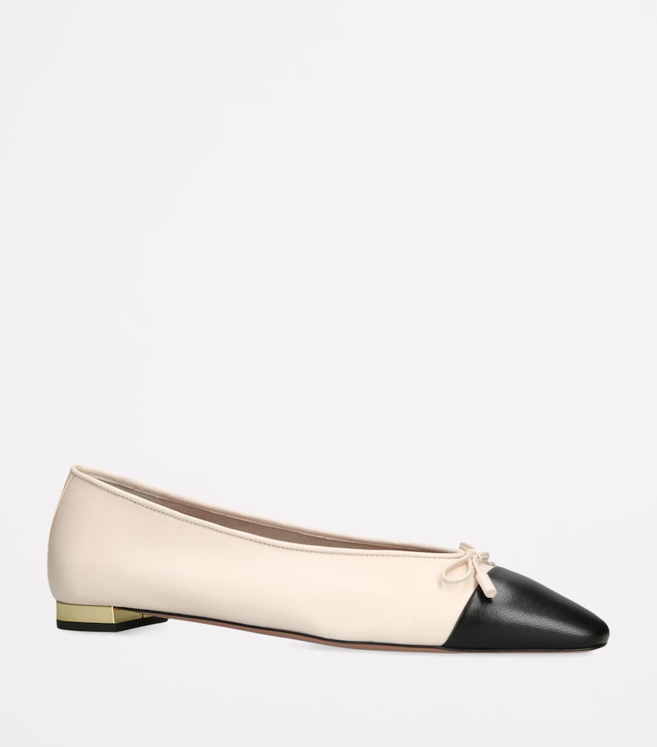 Aquazzura Leather Gioia Ballet Flats White/blk Image 3