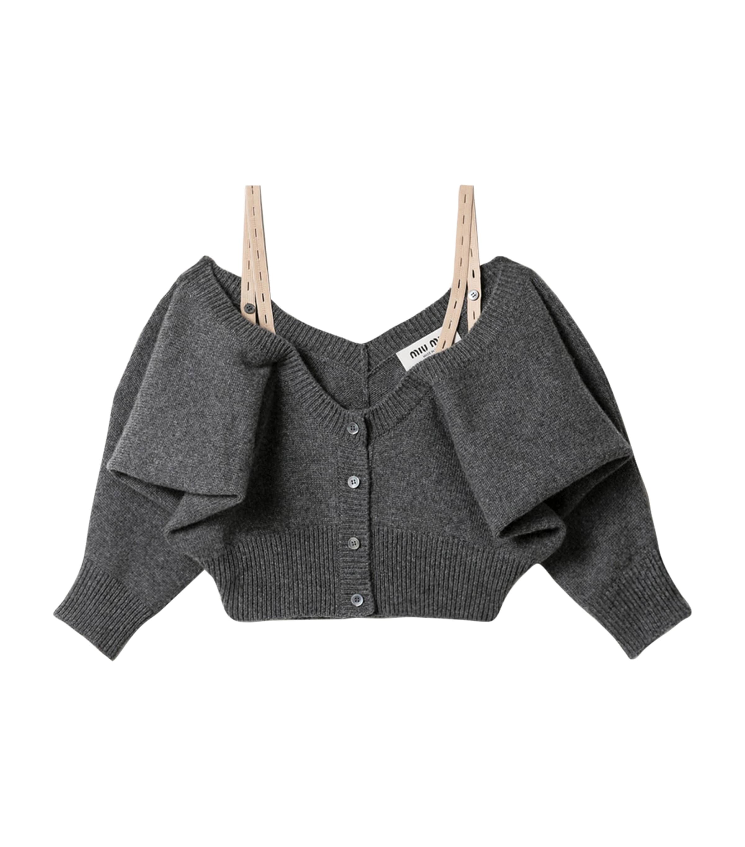 Miu Miu Womens Cashmere Cropped Cardigan Image 1