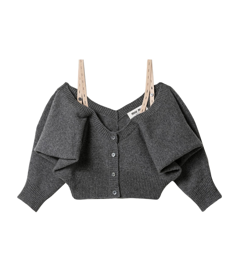 Miu Miu Womens Cashmere Cropped Cardigan Image 1