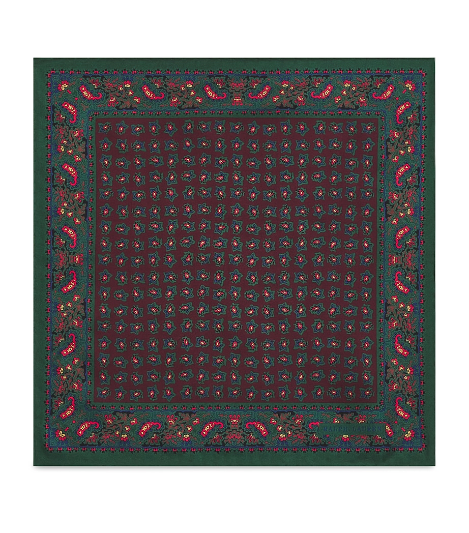 Silk Foulard Pocket Square DARK RED Image 1
