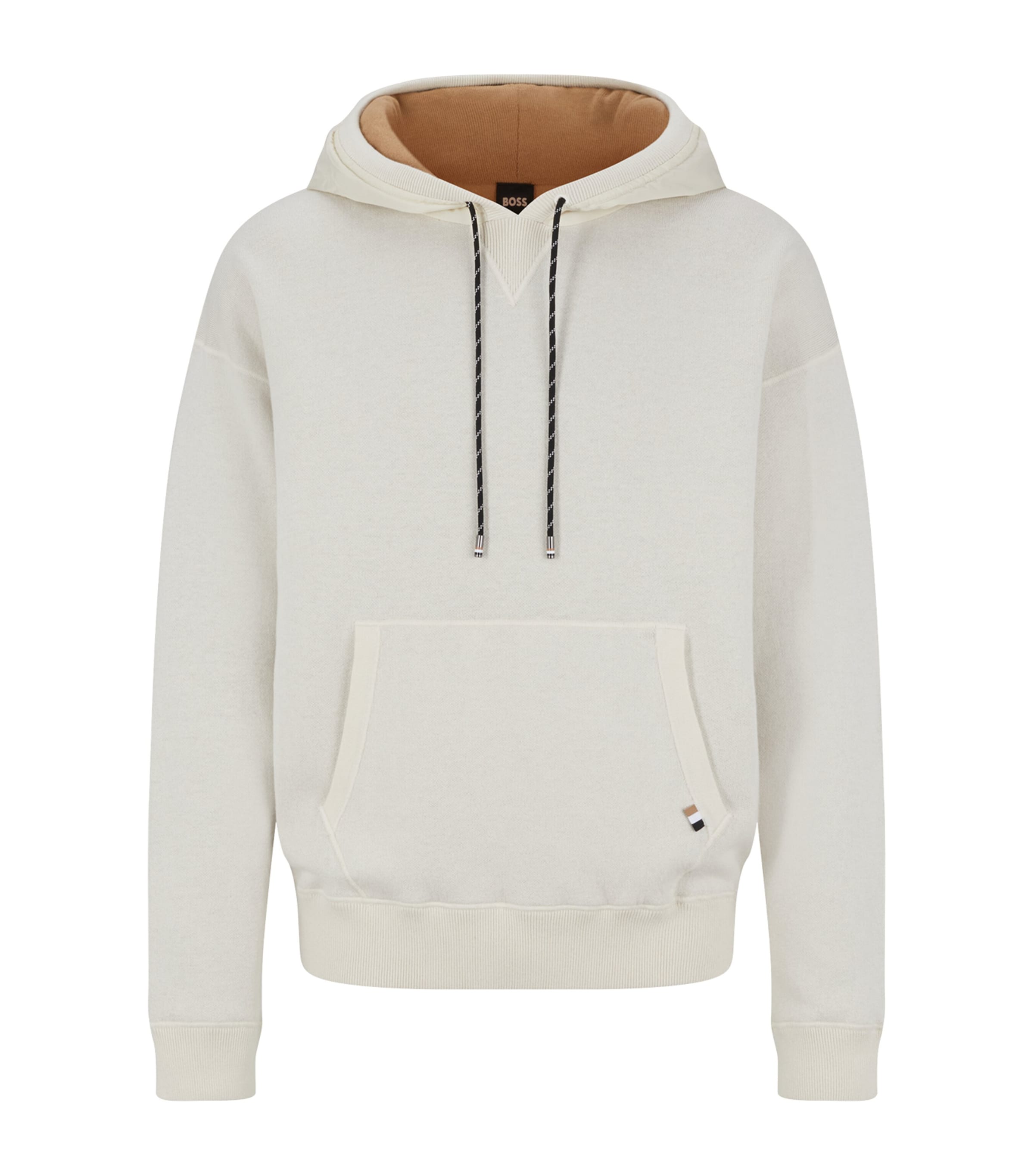 Hugo Boss Cotton-wool Double-faced Hoodie In White