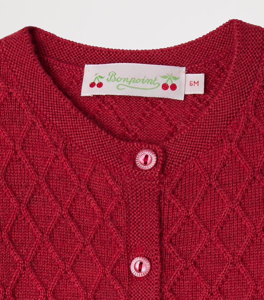 Wool Jarancia Cardigan (6-18 Months) CERISE Image 3