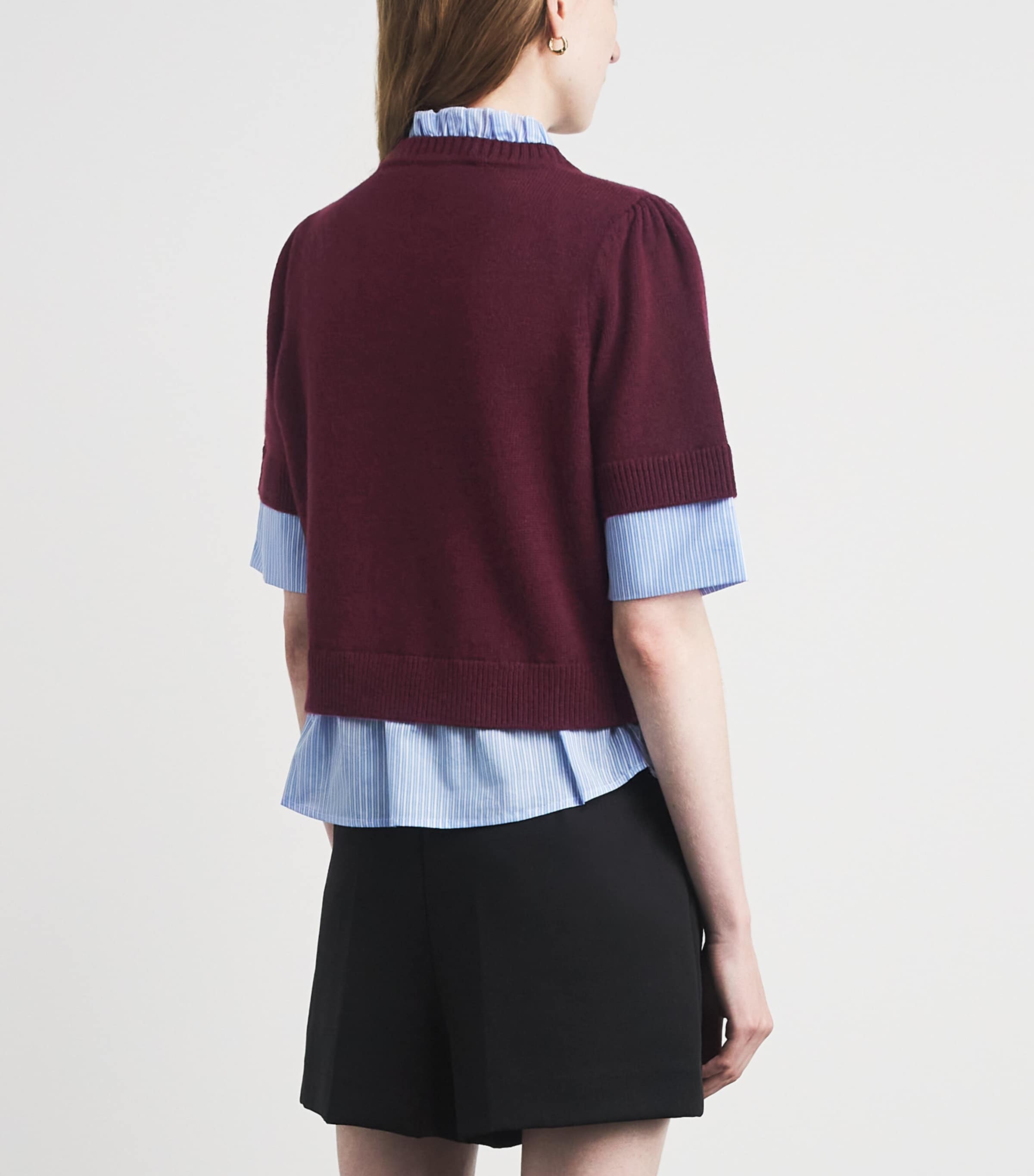 Claudie Pierlot Womens Wool Layered Sweater Aubergine Image 5