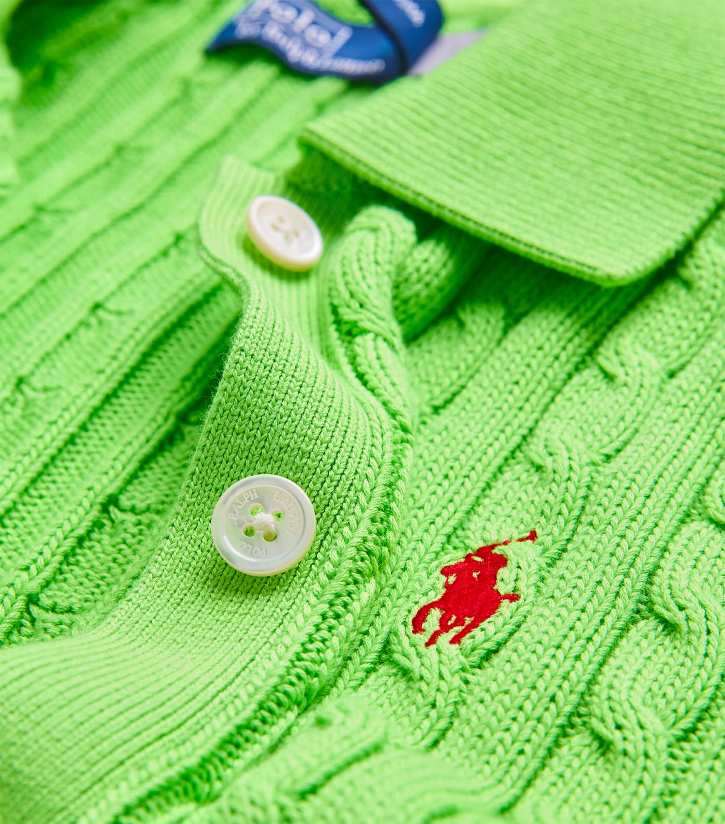 Polo Ralph Lauren Green Cotton Cable-Knit Cardigan | Harrods US