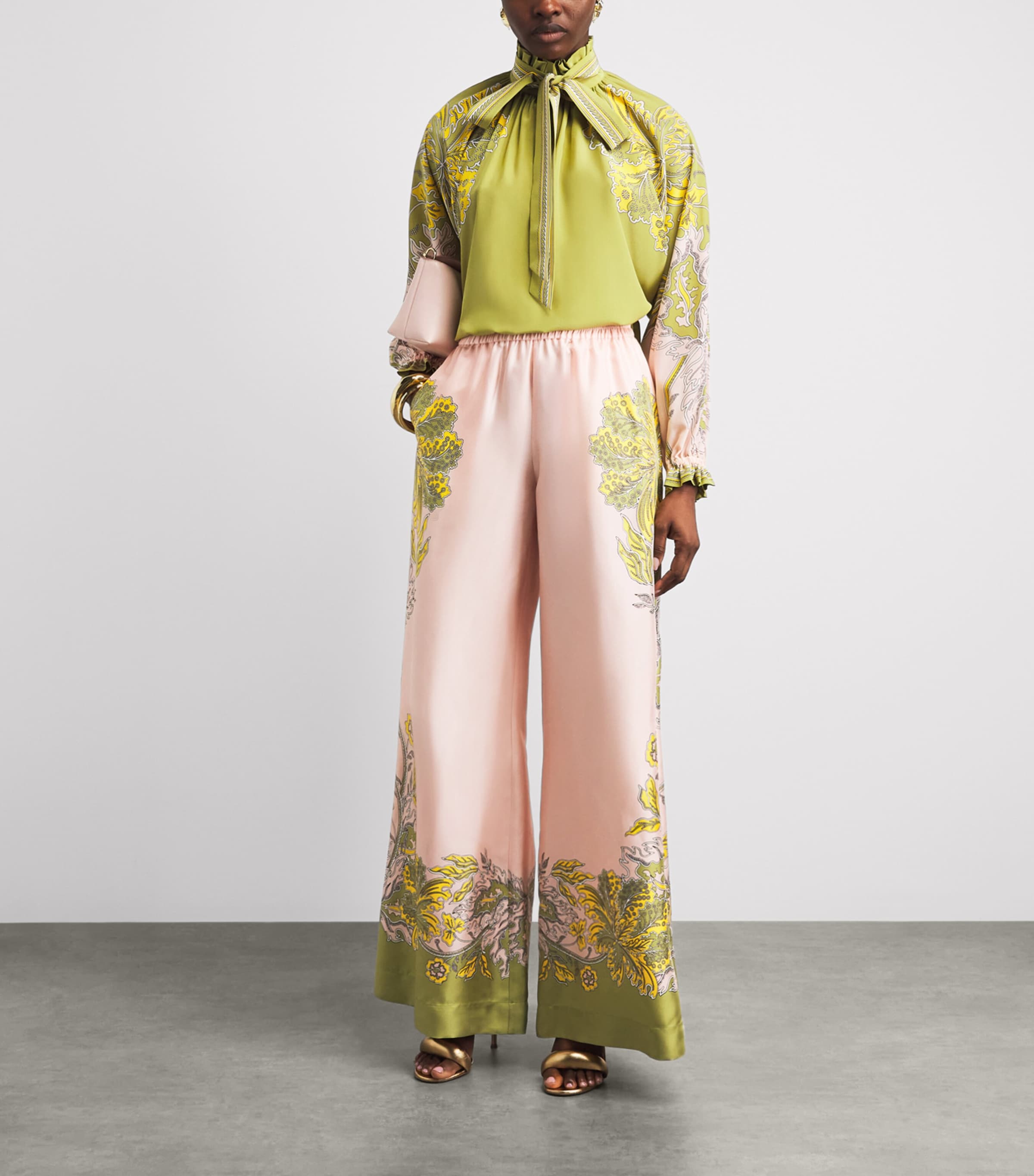 La Doublej Womens Silk Palazzo Trousers Swathe Placée Image 2