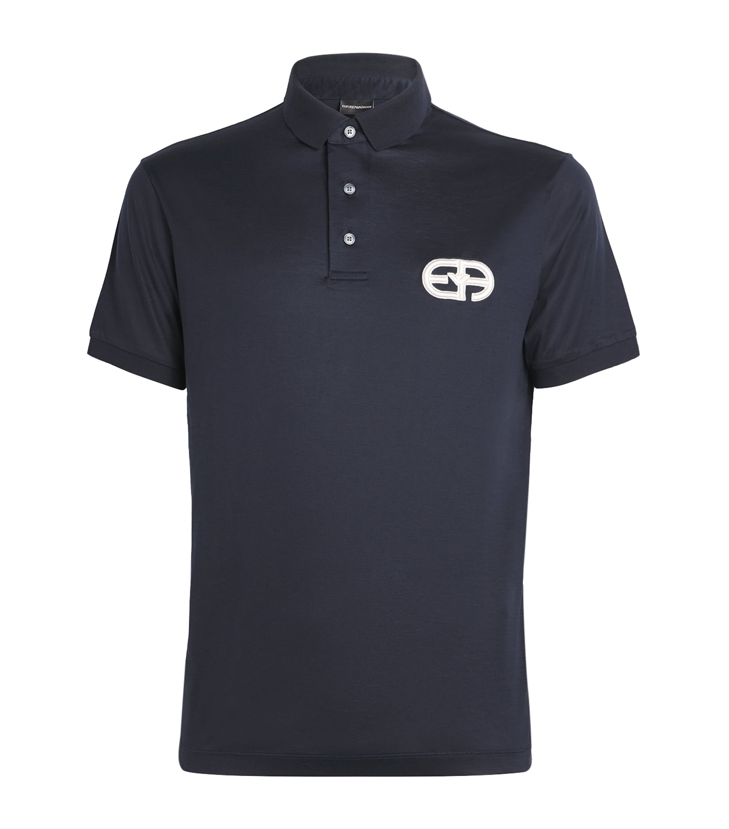 Emporio Armani Embroidered Logo Polo Shirt In Blue