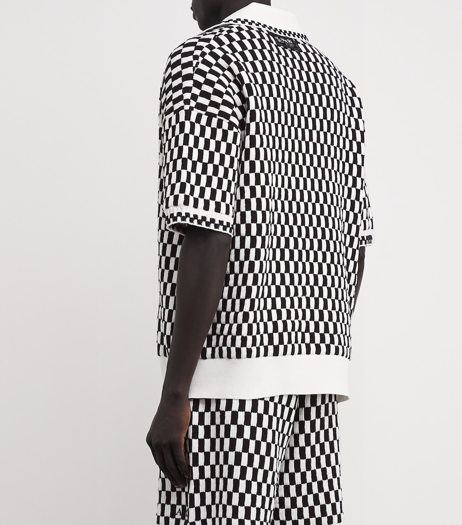 AMIRI Mens Mohair Checkerboard Polo Shirt Black Image 4
