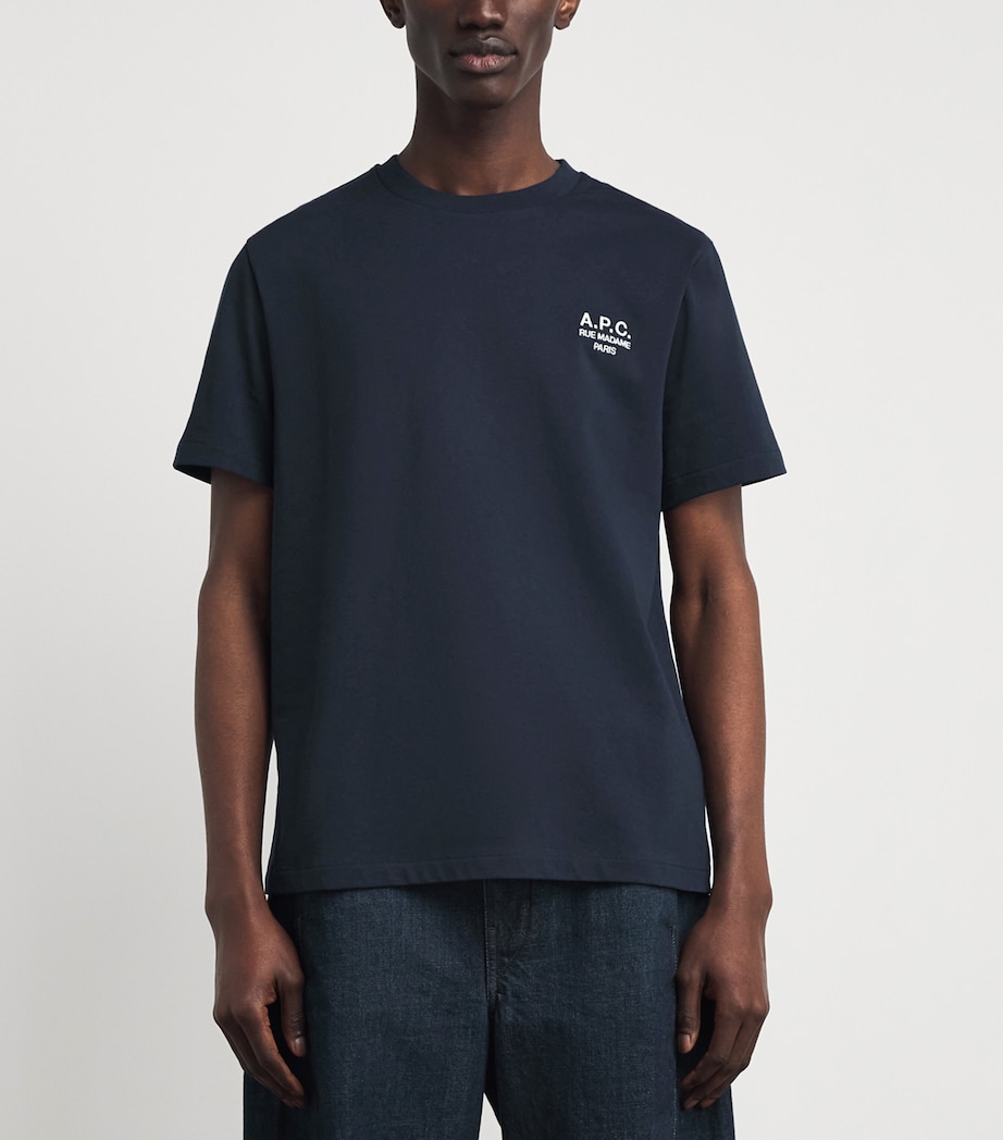A.P.C. Mens Cotton Logo T-Shirt Tiq Dark Navy/ecru Image 4
