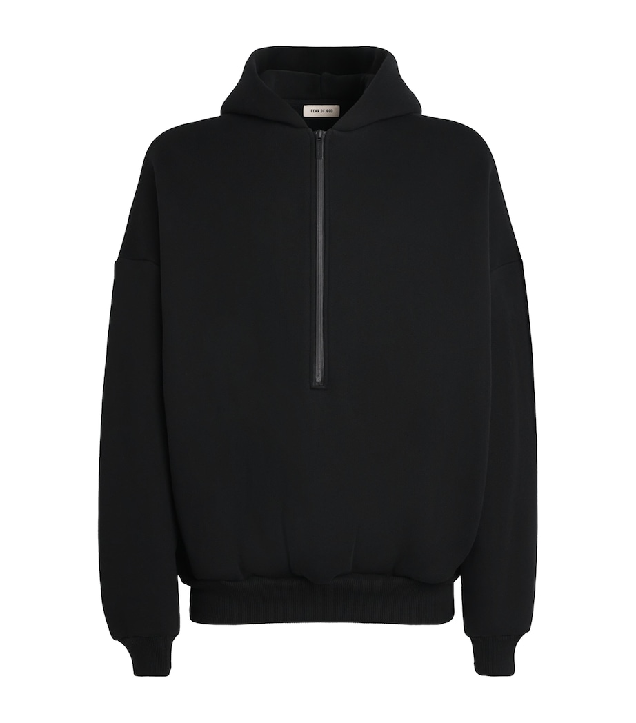 Half-Zip Athletic Hoodie BLACK Image 1