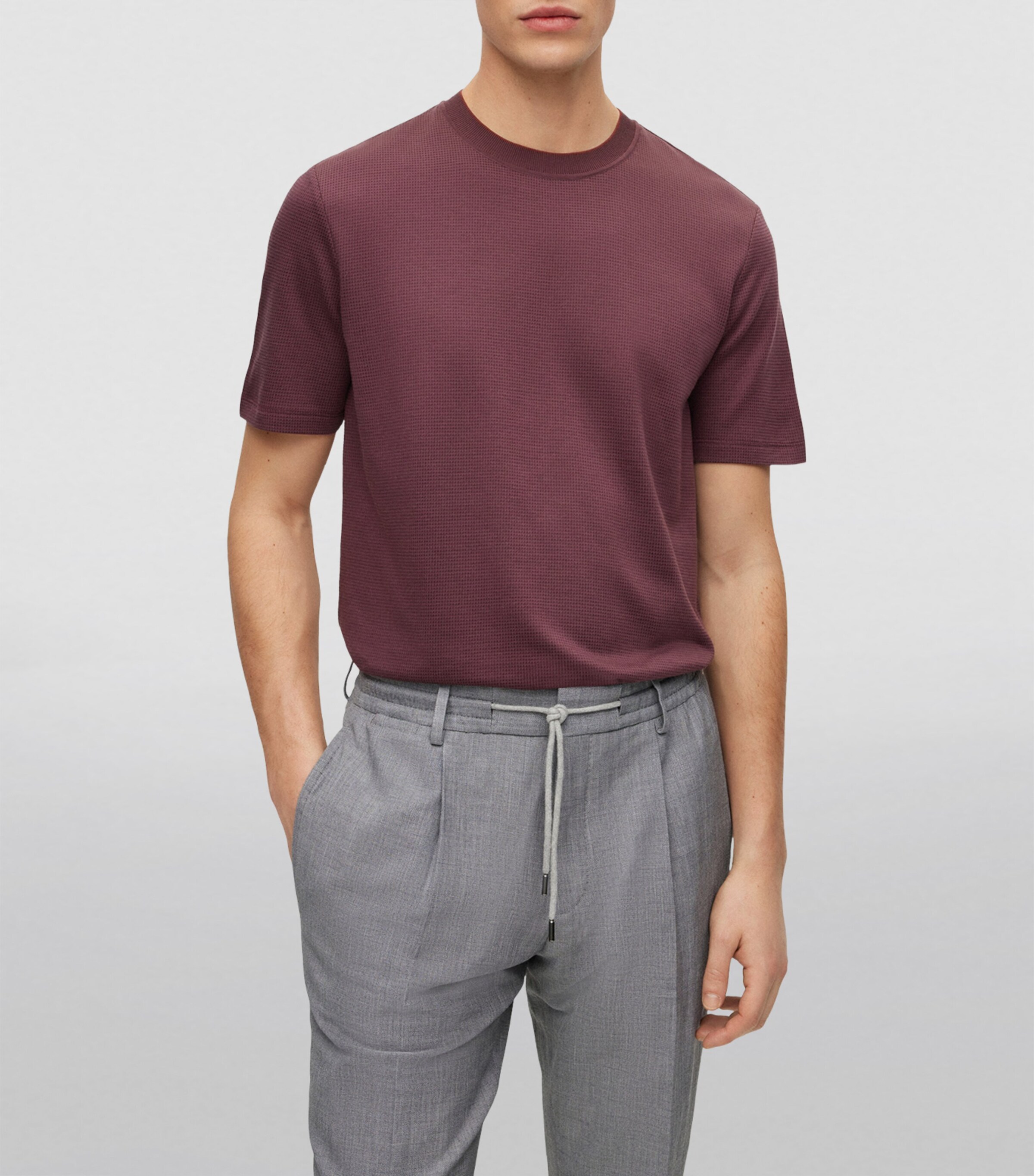 Cotton-Silk Textured T-Shirt 601 Image 3