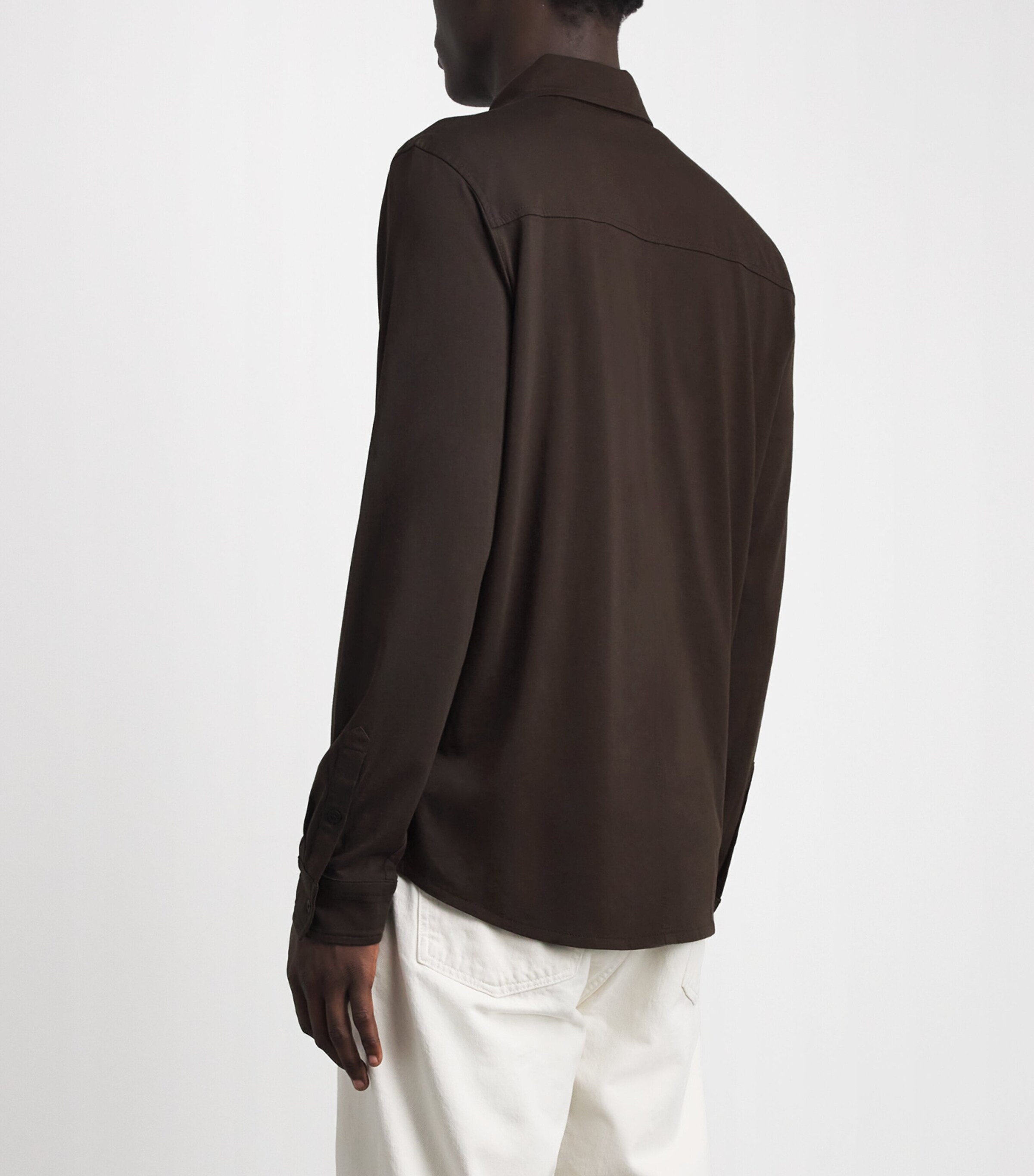 PAIGE Mens Pima Cotton Cosgrove Shirt Dark Agar Image 5