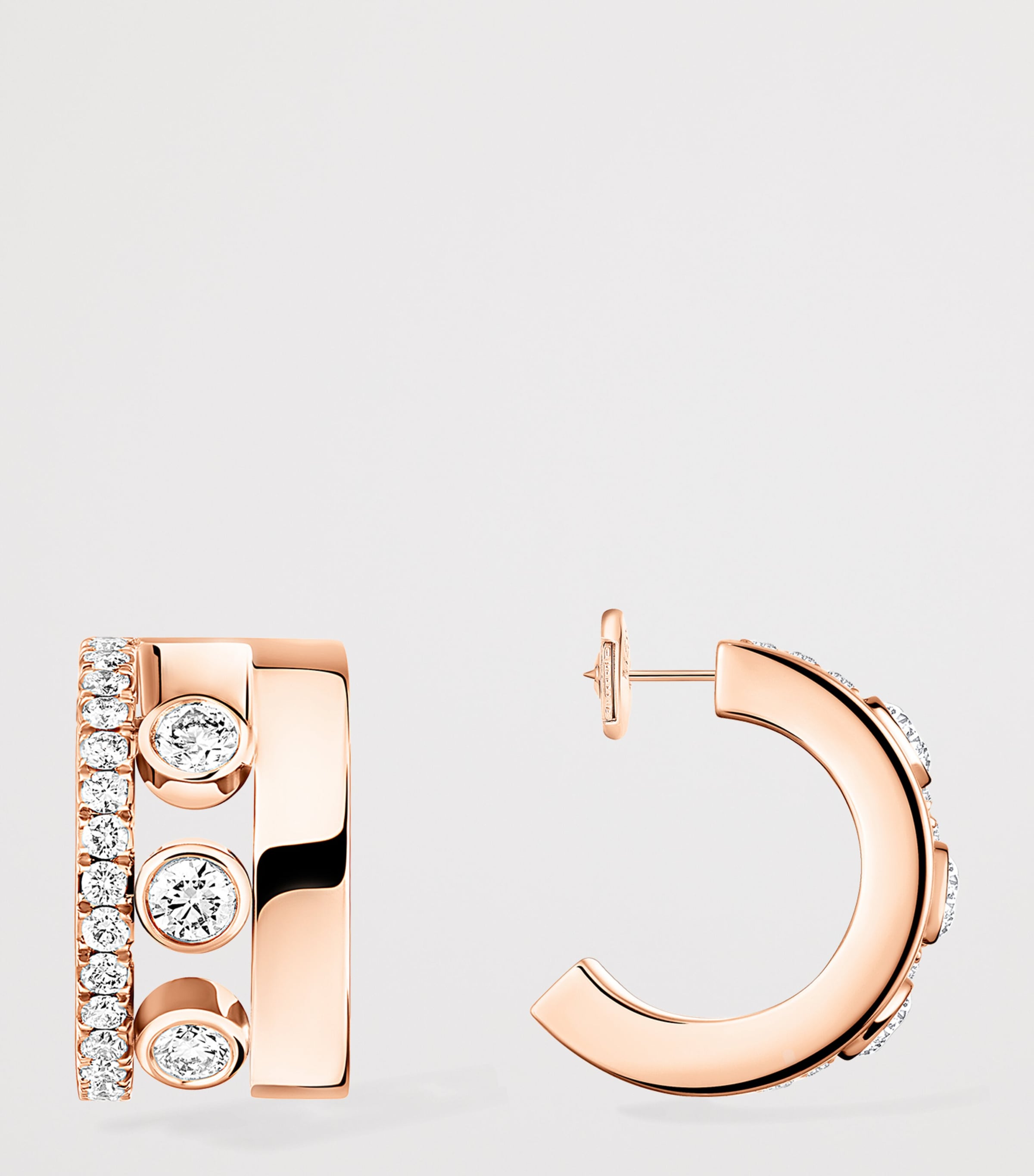 Messika Move Romane Pink Gold and Diamond Hoop Earrings (0.27ct) Pink Gold Image 3