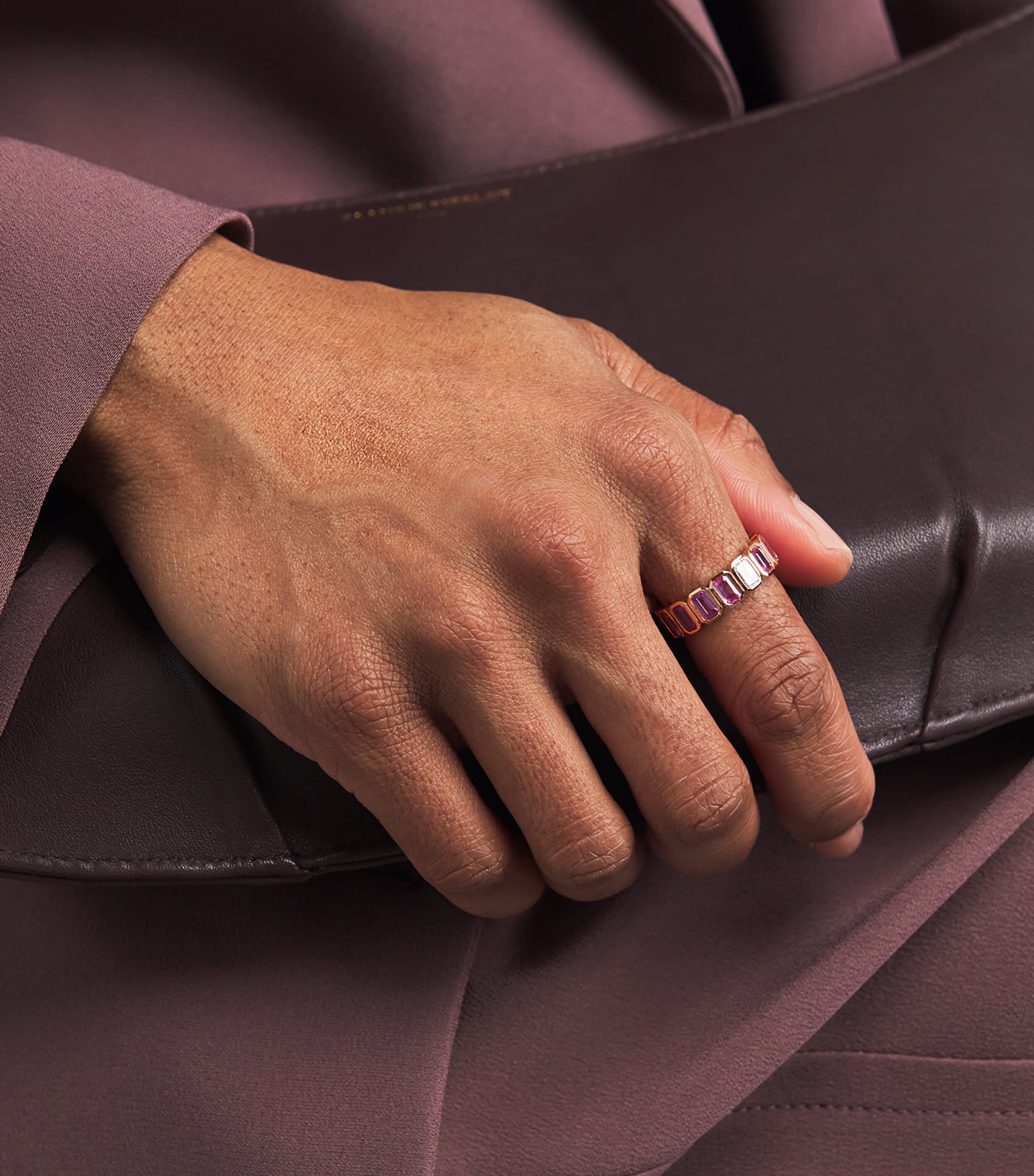SHAY Rose Gold, Diamond and Sapphire Eternity Ring Rose Gold Image 2