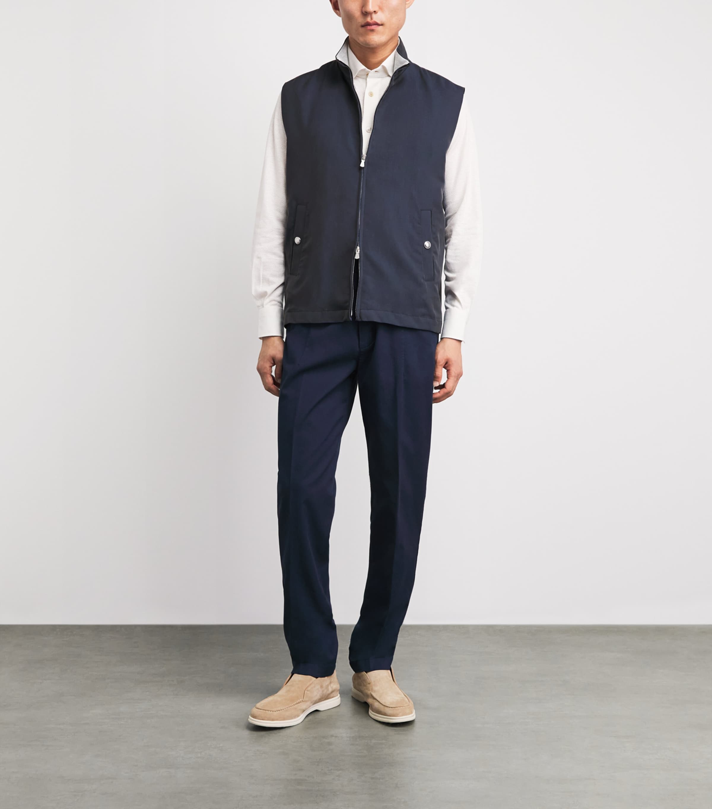 Eleventy Mens Silk Technical Gilet Blu Image 2