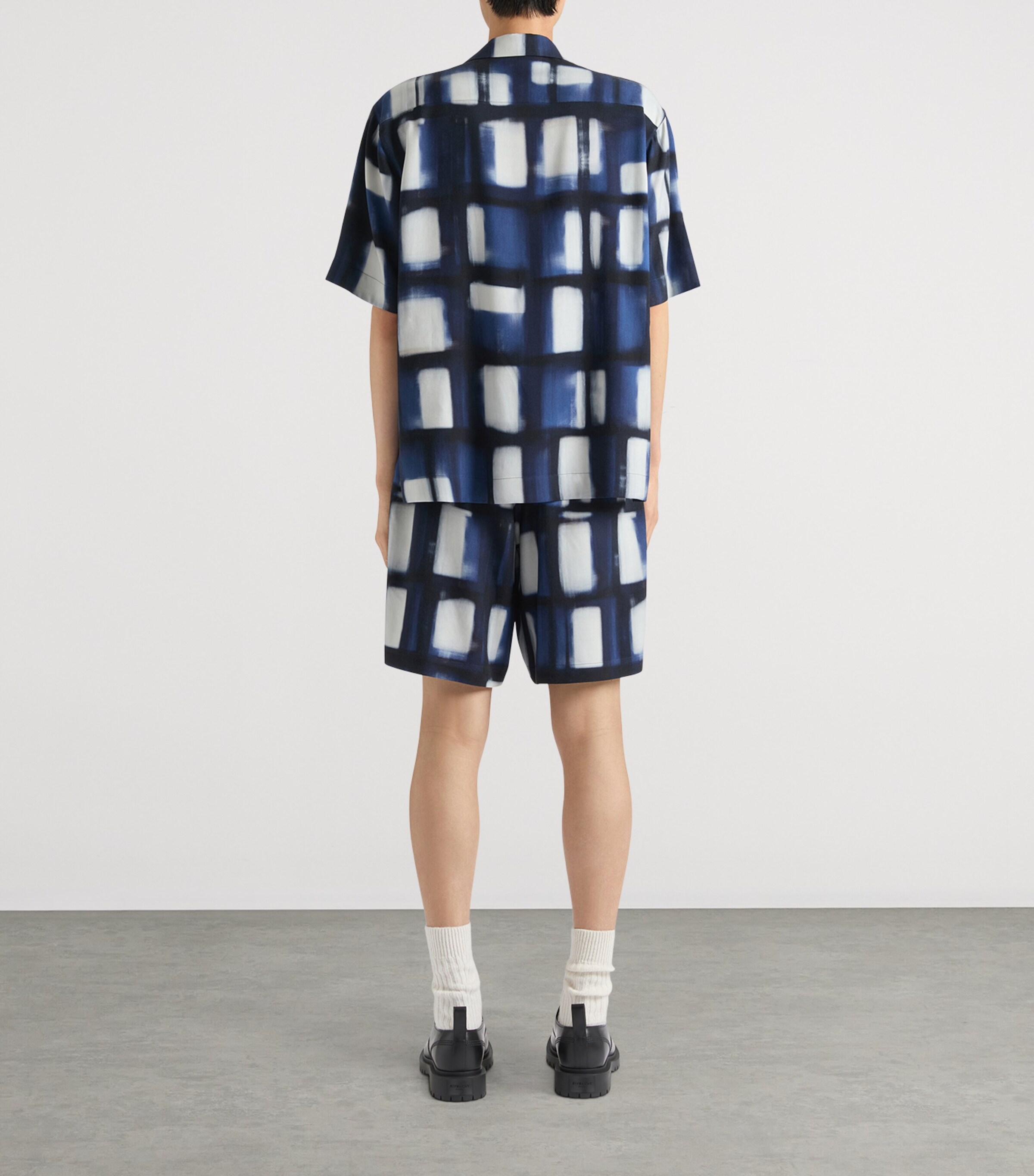 Check Print Bowling Shirt DARK BLUE Image 3