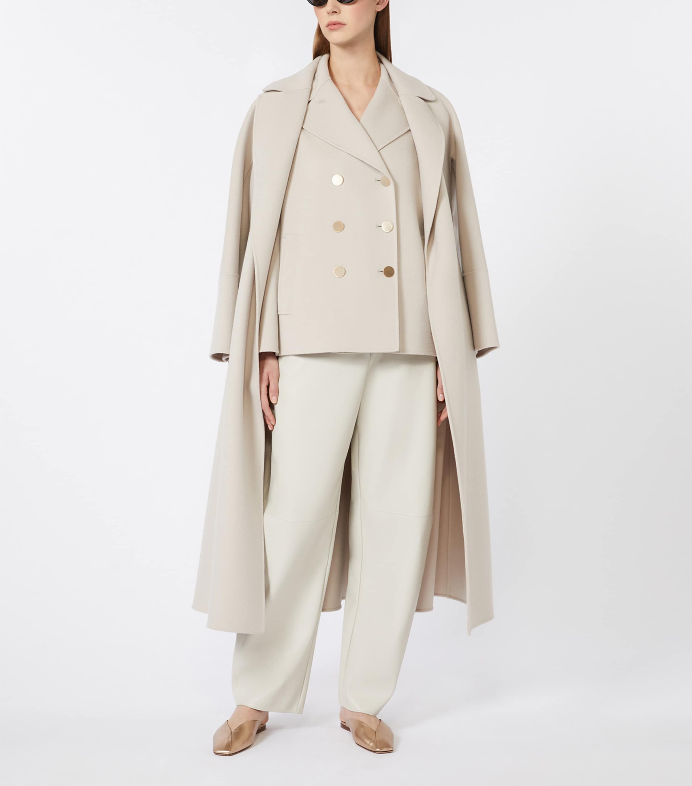 Virgin Wool Belted Coat SAND Image 3