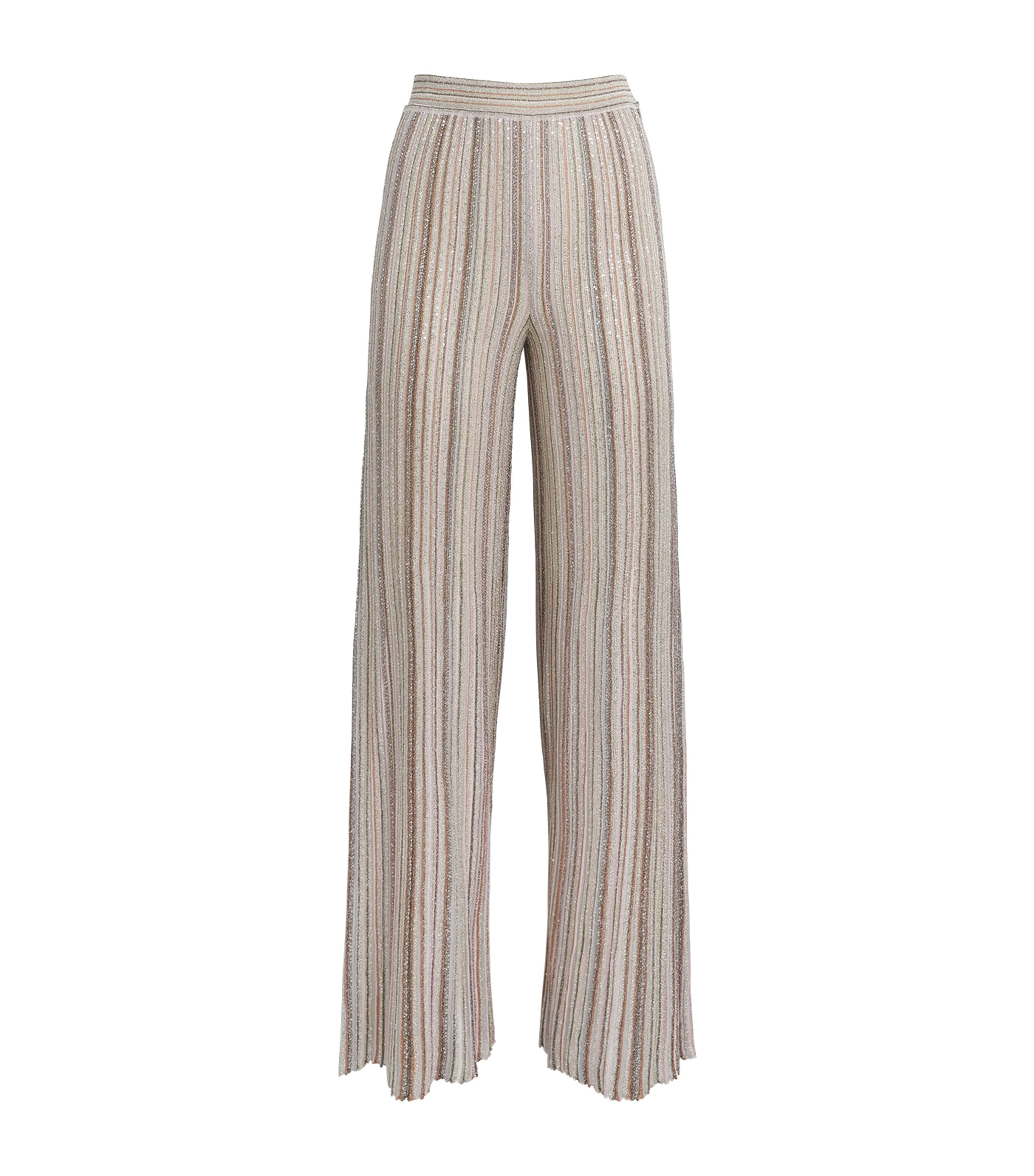 Missoni Womens Embellished Stripe Trousers Pink Tones Image 1