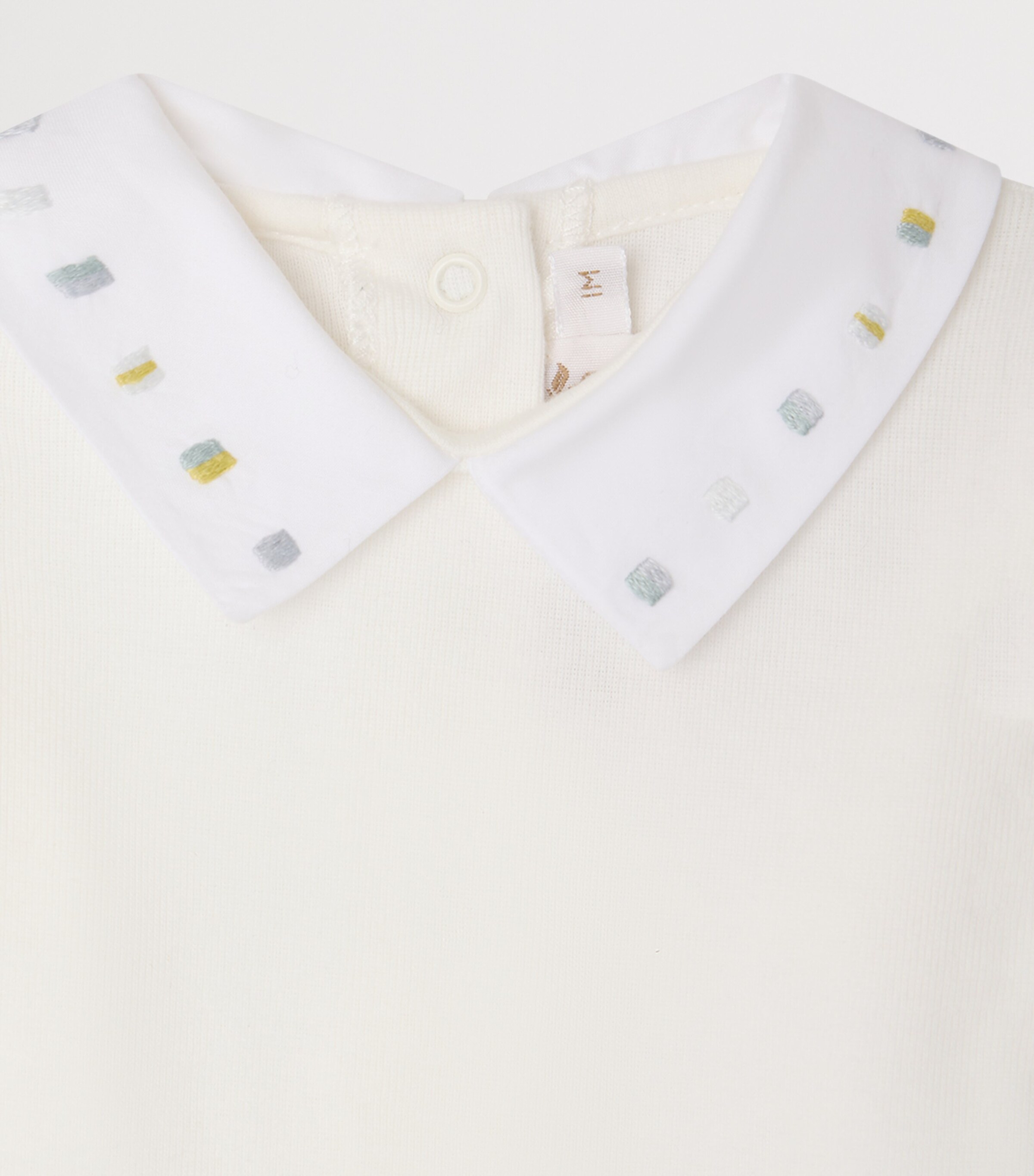 Bonpoint Cotton Embroidered Julliet Bodysuit (1-24 Months) Blanc Lait Image 3
