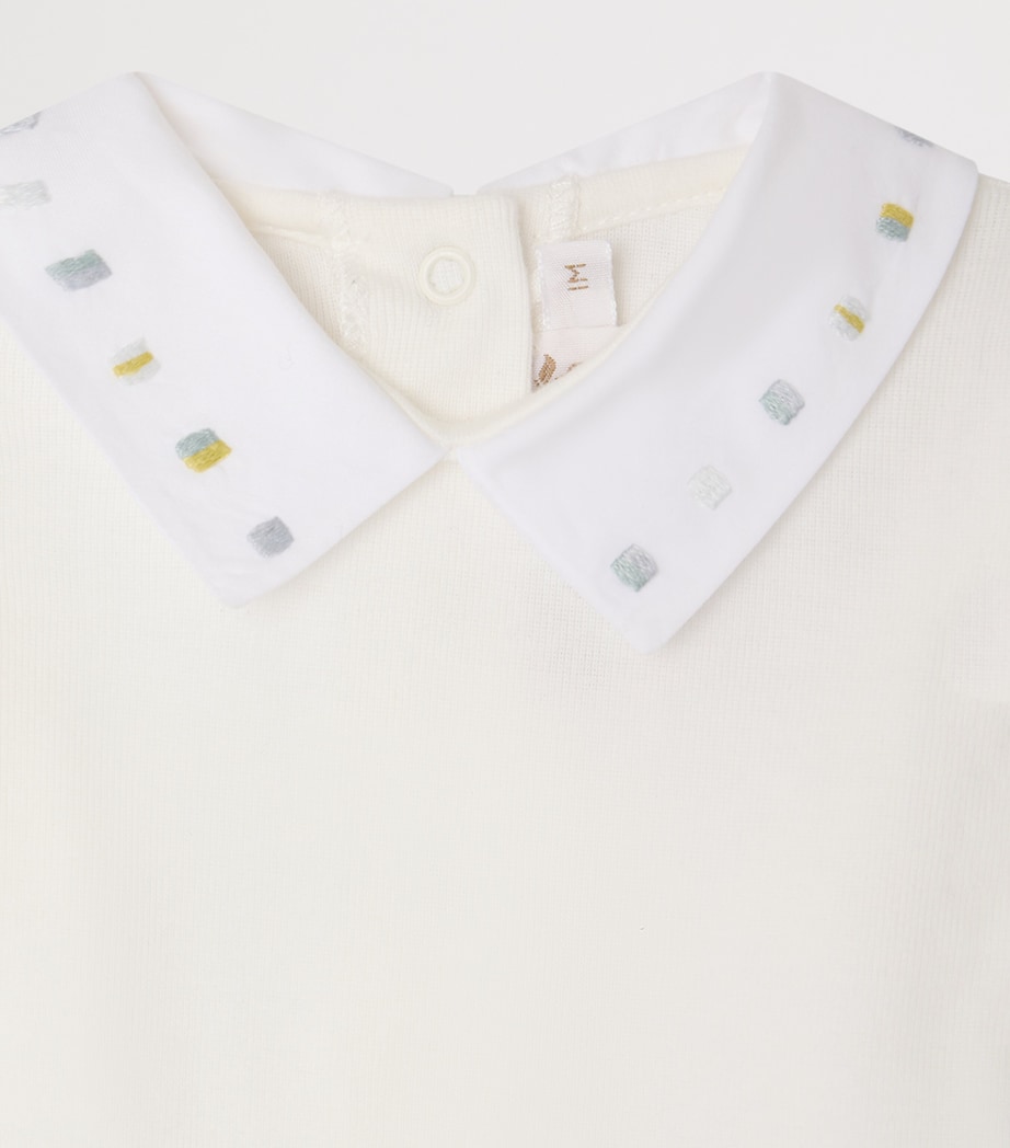 Bonpoint Cotton Embroidered Julliet Bodysuit (1-24 Months) Blanc Lait Image 3