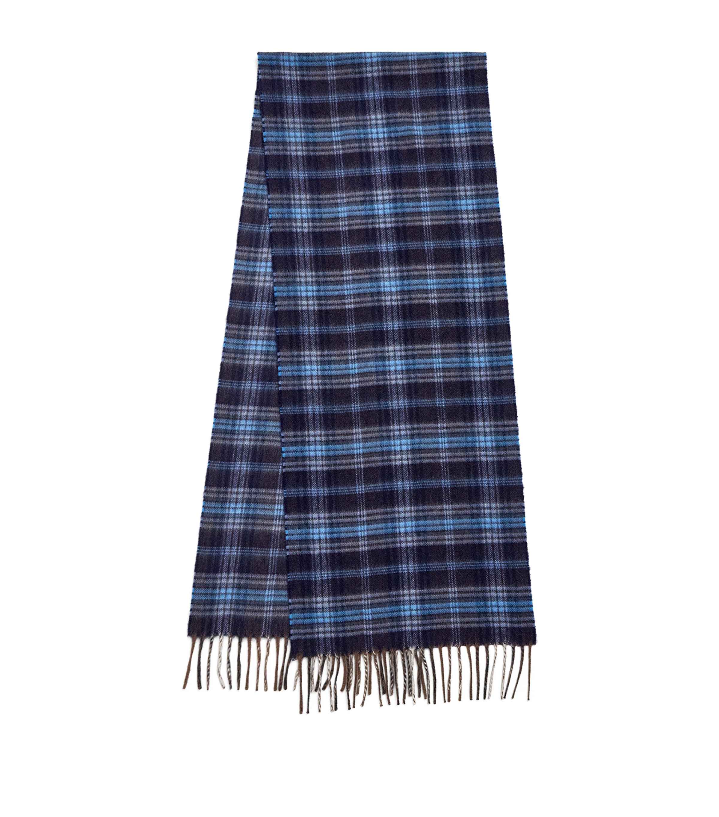 Harrods Cashmere Tartan Scarf In Blue
